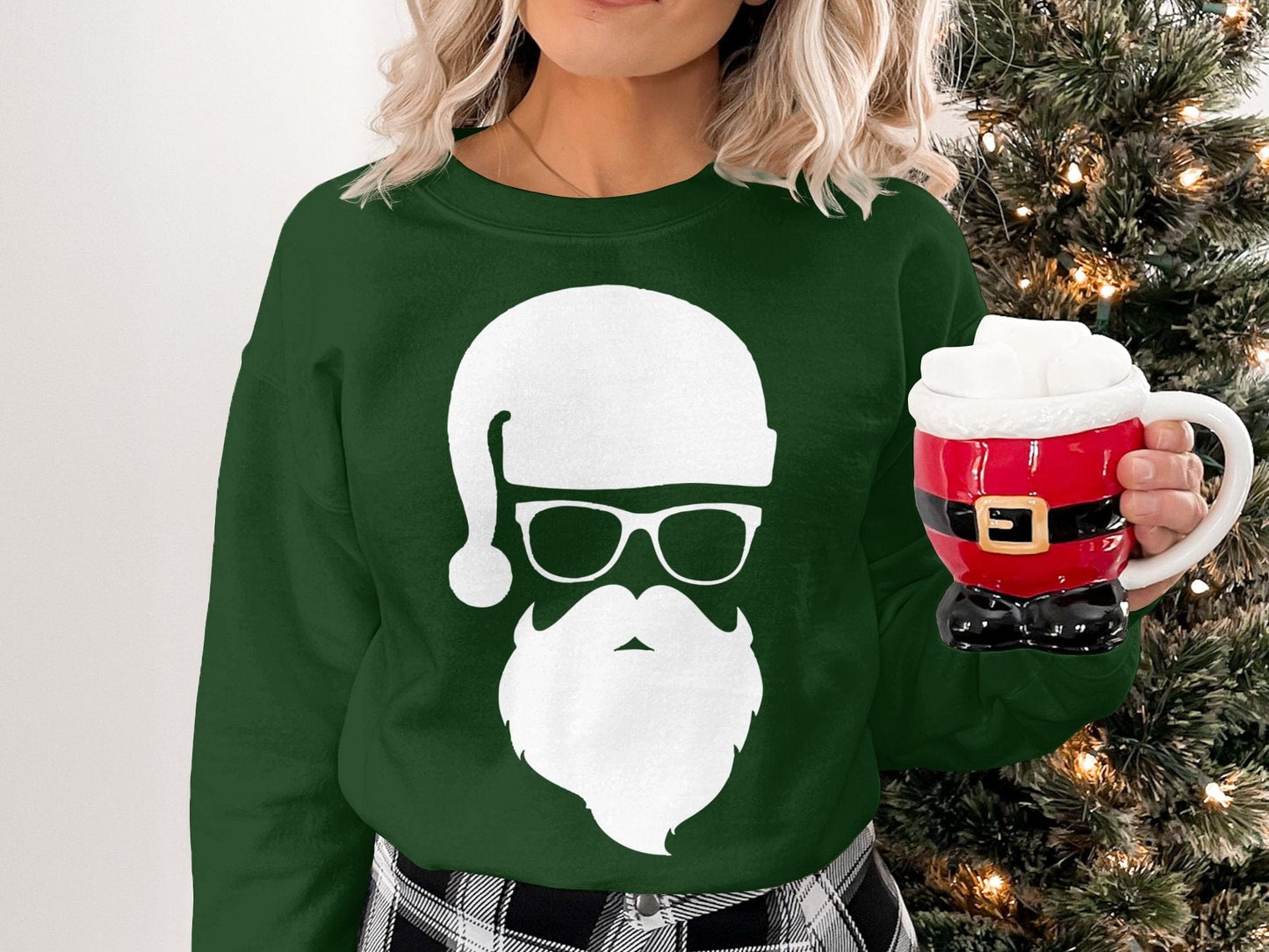 Cool Santa Claus Sweatshirt, Christmas Santa Beard