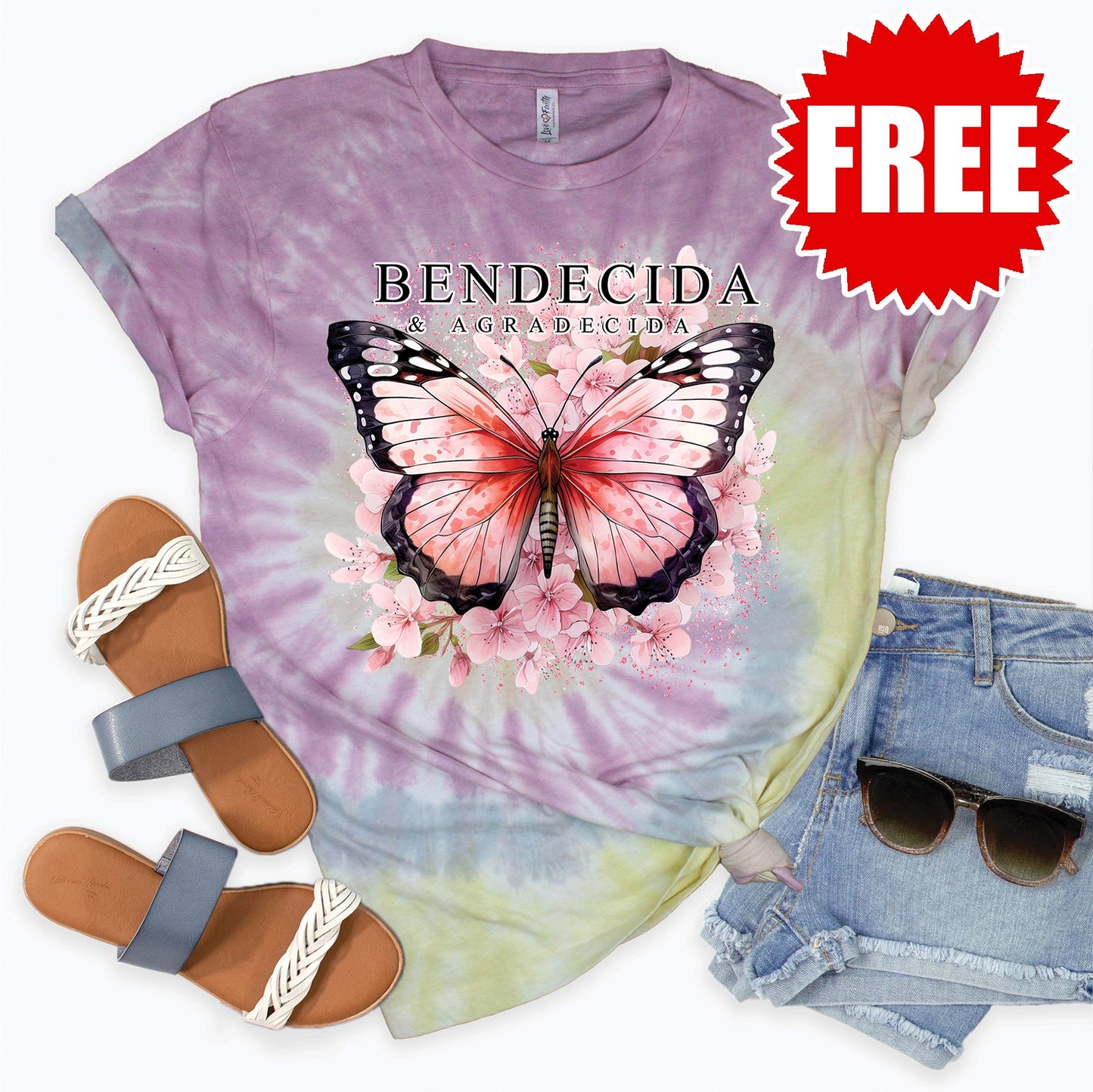 Bendecida Tee - Desert Rose Tie Dye - 0