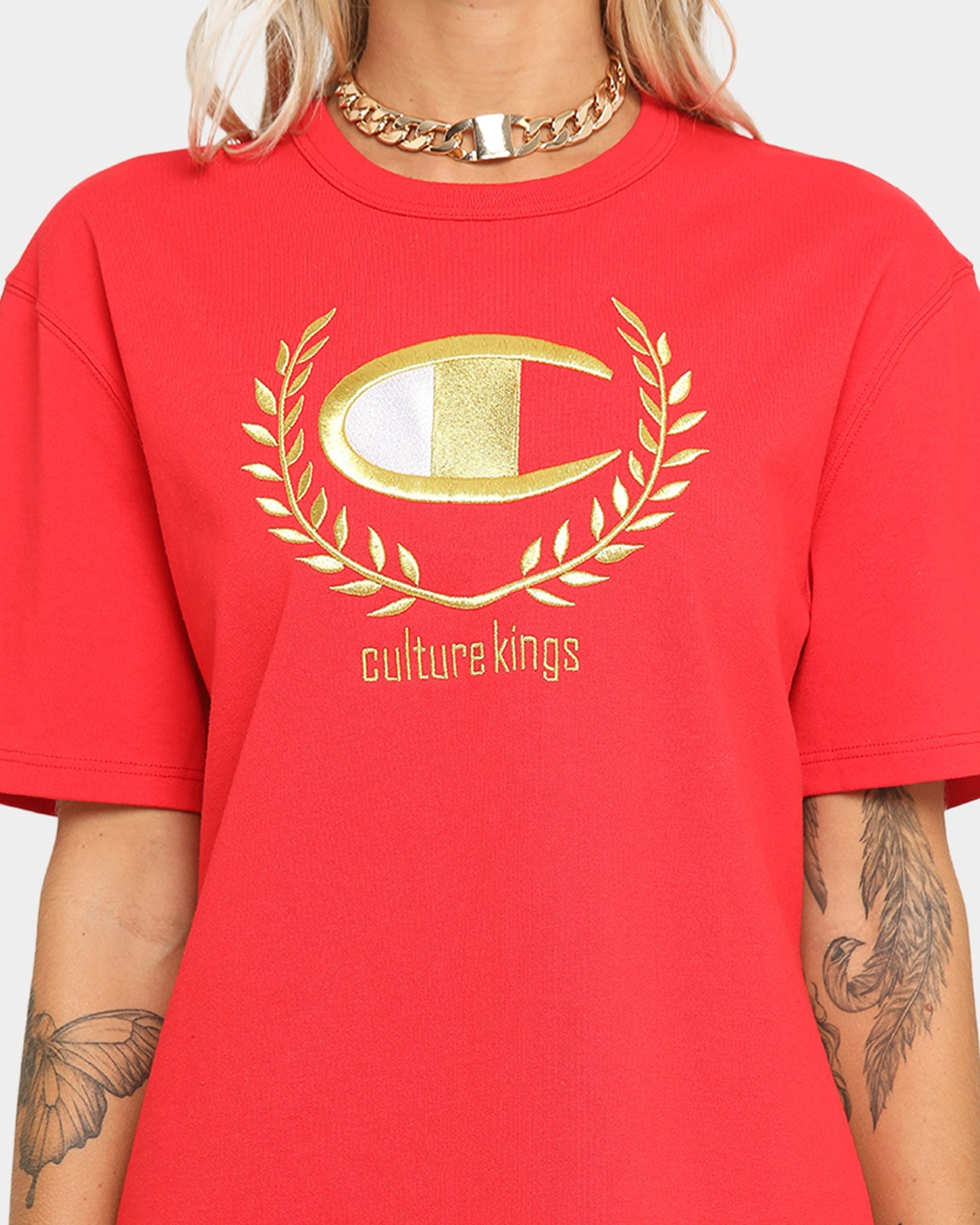 Champion Champion x Culture Kings Heritage T-Shirt Red/Gold Style001