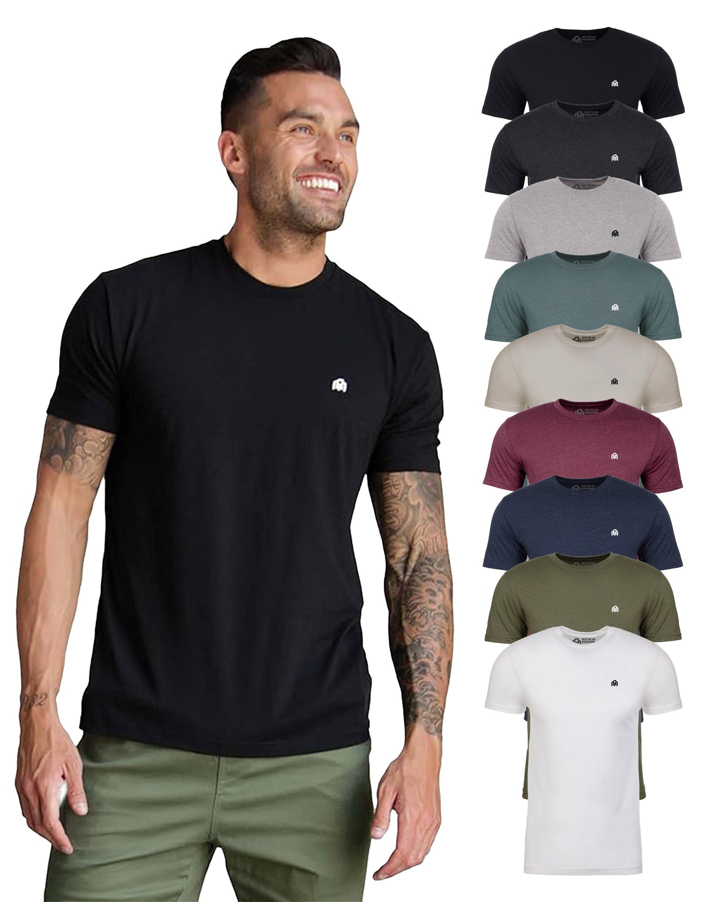 Basic Tee 9-Pack (Black/Charcoal/Grey/Indigo/Ivory/Maroon/Navy/Olive Green/White)