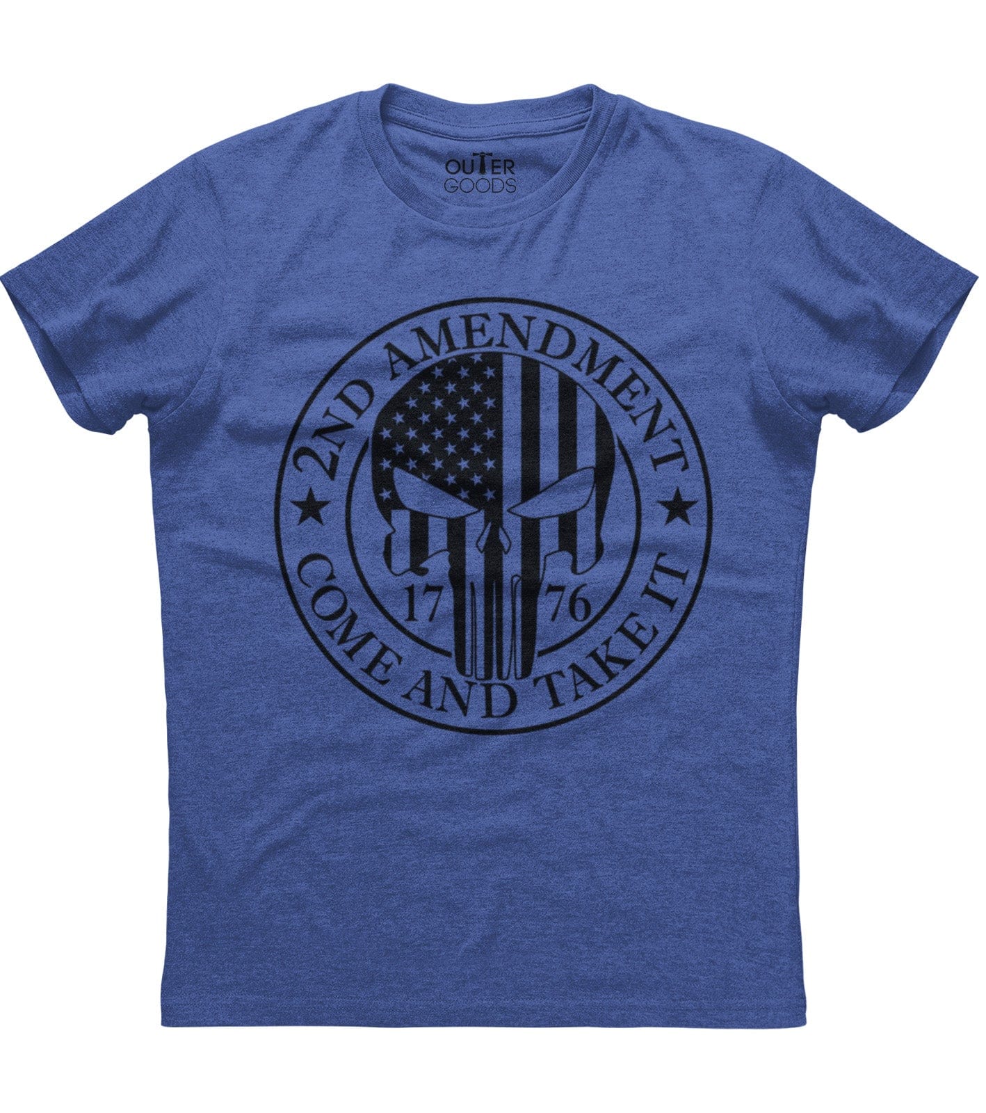 2nd Amendment Come And Take It Punisher Skull American Flag 1776 Patriotic T-Shirt (O)