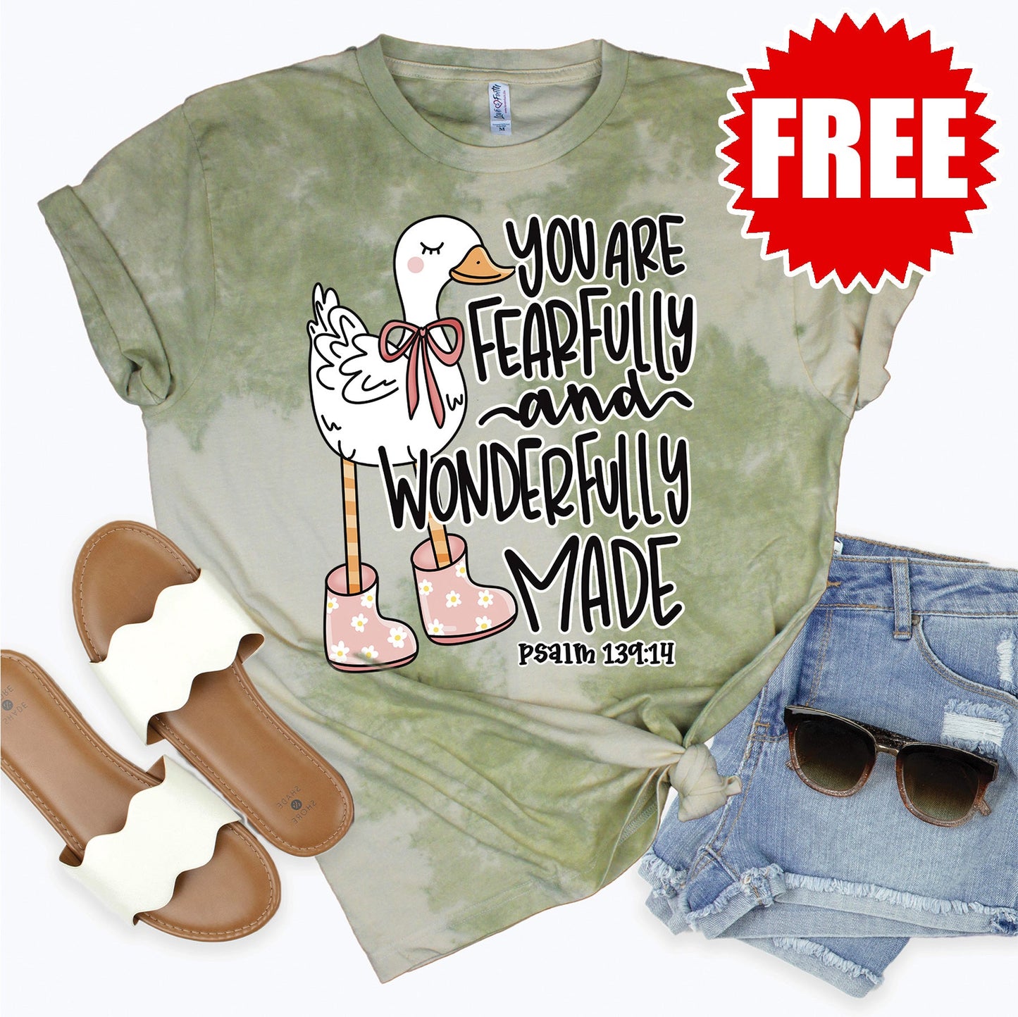 Fearfully and Wonderfully Made Tee - Tie Dye Basil Haze - 0