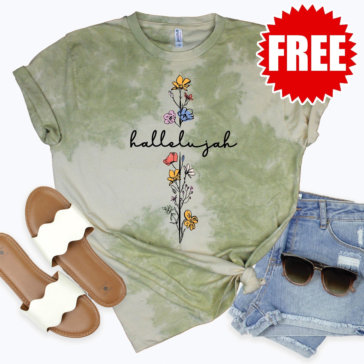 Hallelujah Tee - Tie Dye Basil Haze - FREE