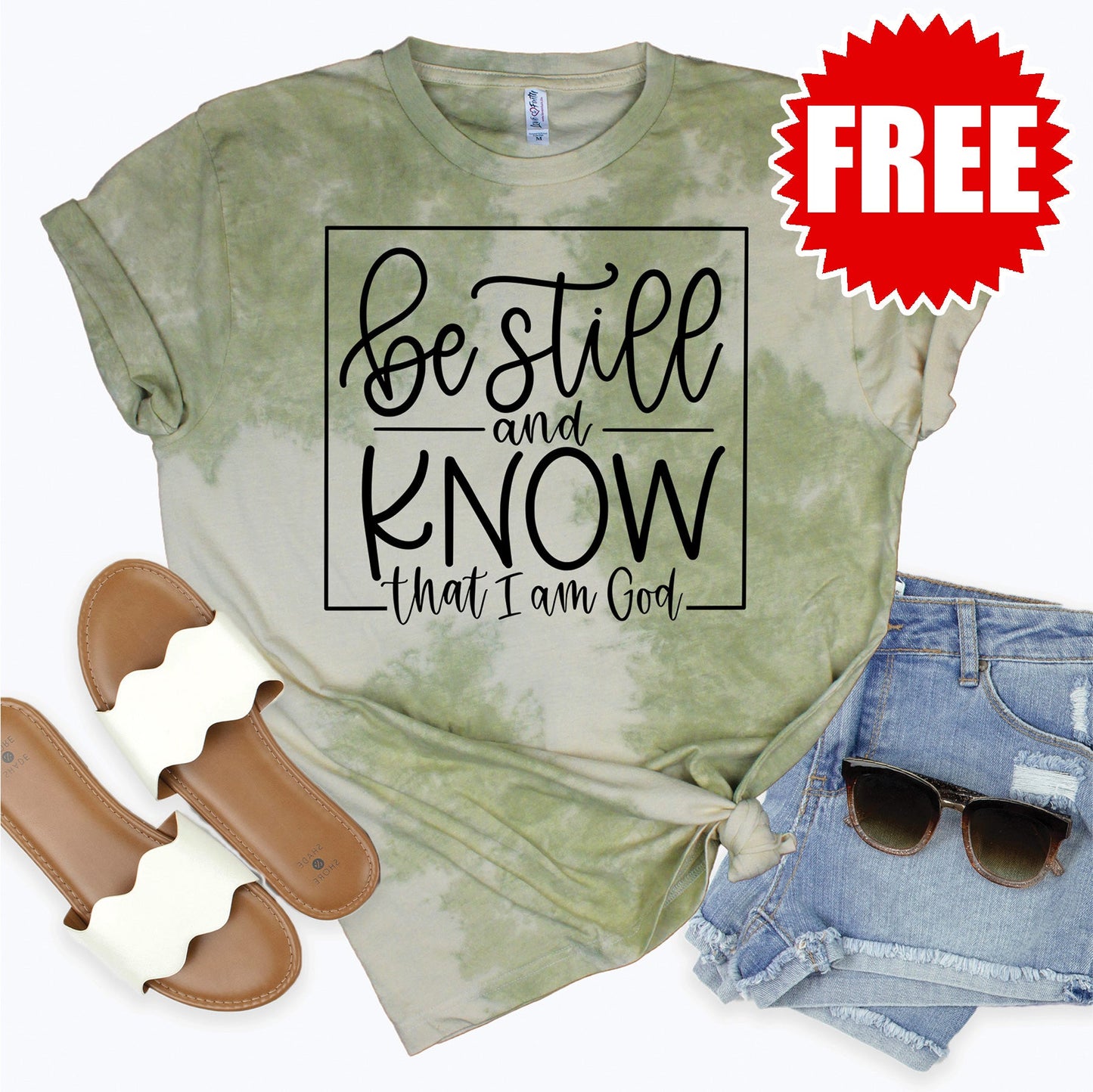 Be Still And Know Tee - Tie Dye Basil Haze - 0