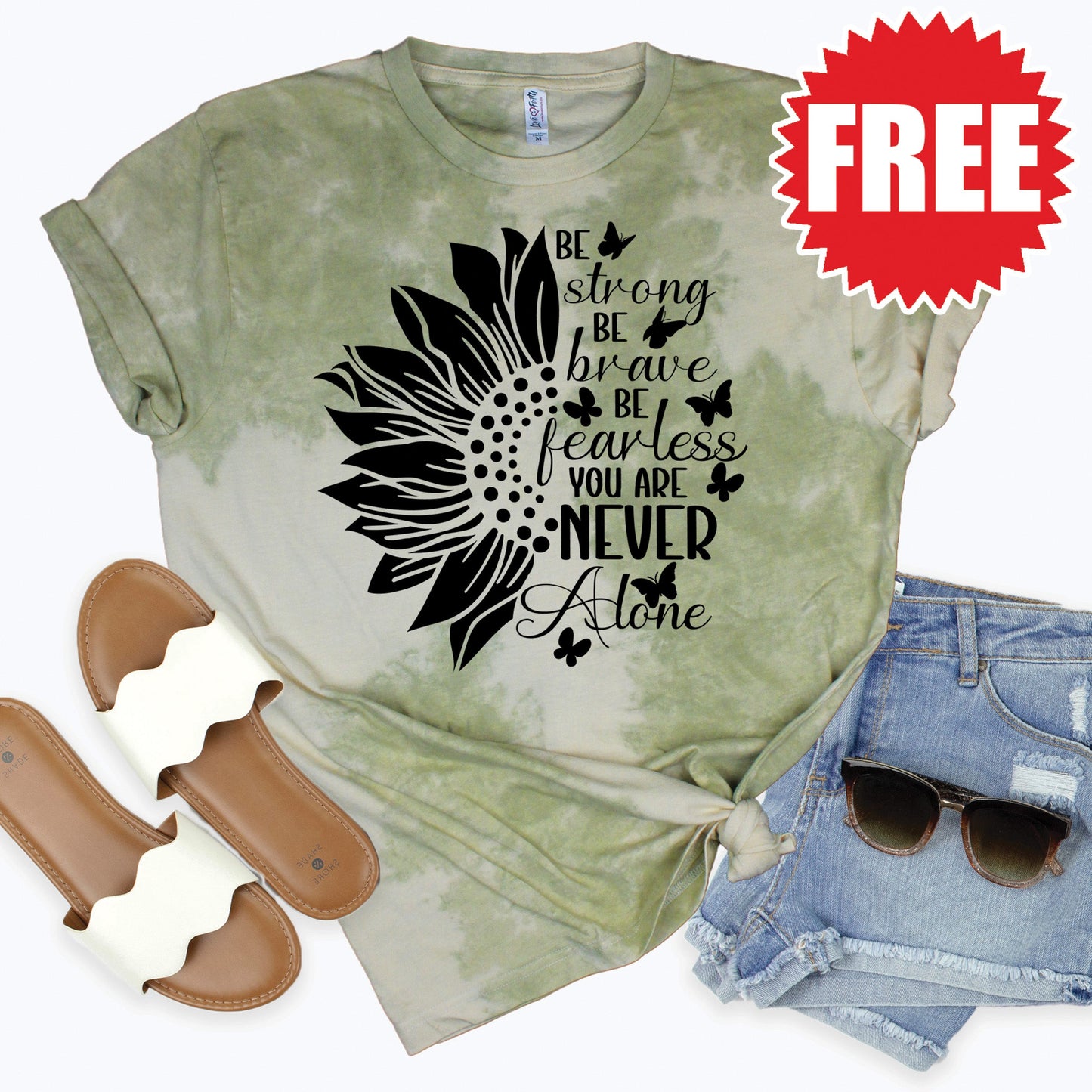 Be Strong Tee - Tie Dye Basil Haze - 0