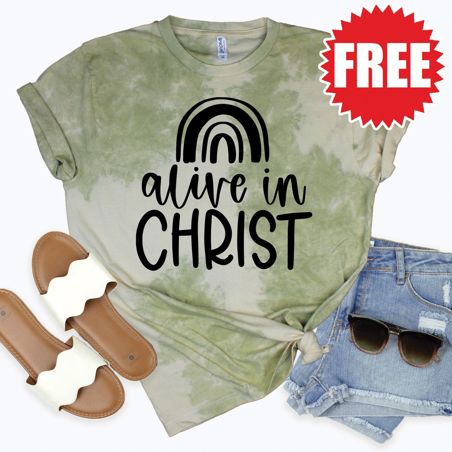 Alive In Christ Tee - Tie Dye Basil Haze - 0