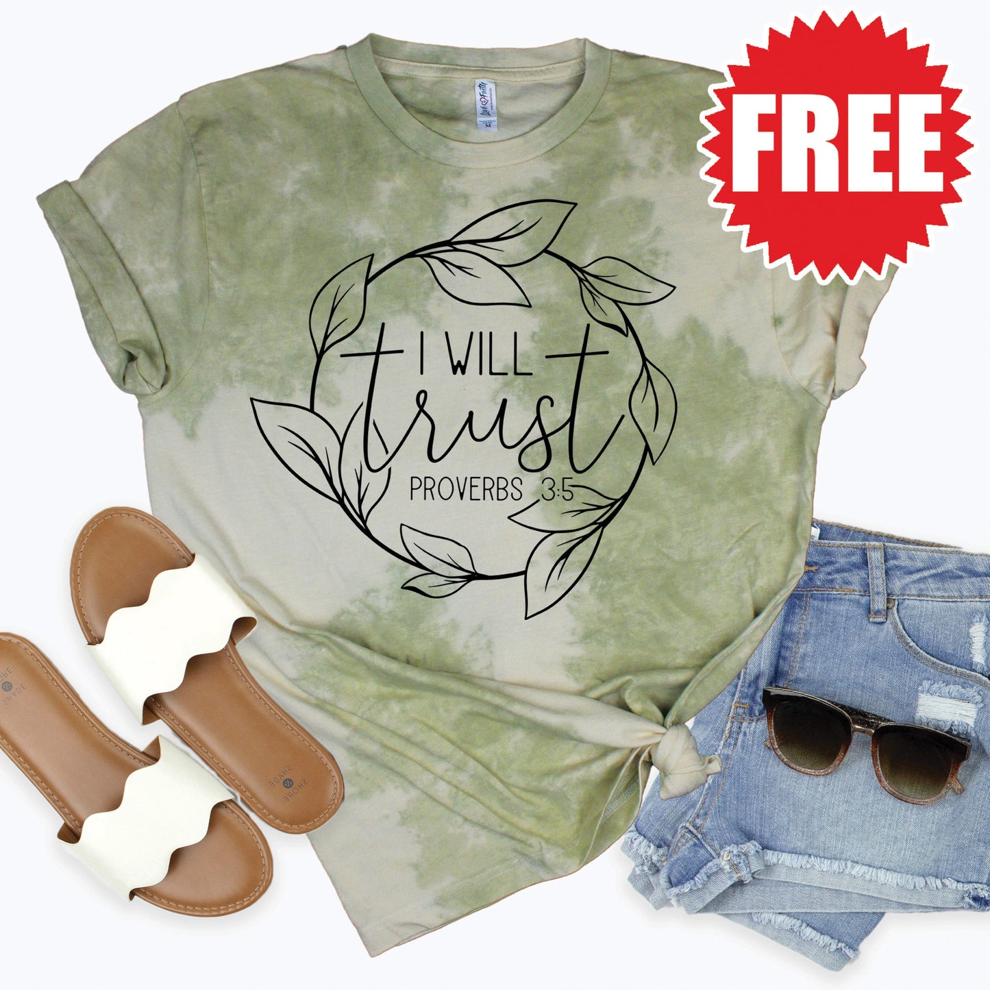 I Will Trust Tee - Tie Dye Basil Haze - 0