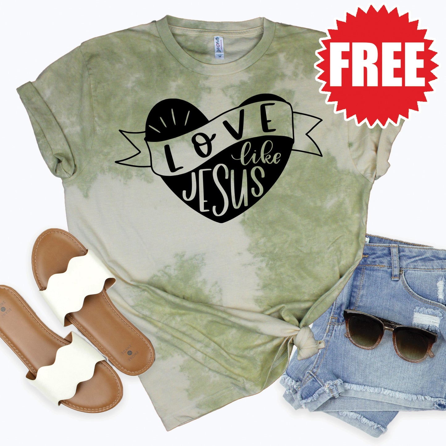 Love Like Jesus Tee - Tie Dye Basil Haze - 0