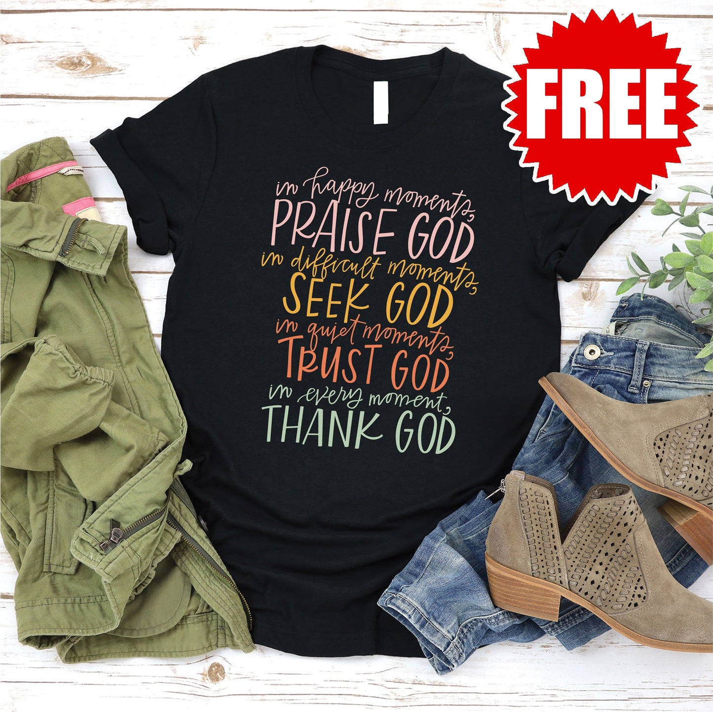 Thank God Tee - Black - FREE