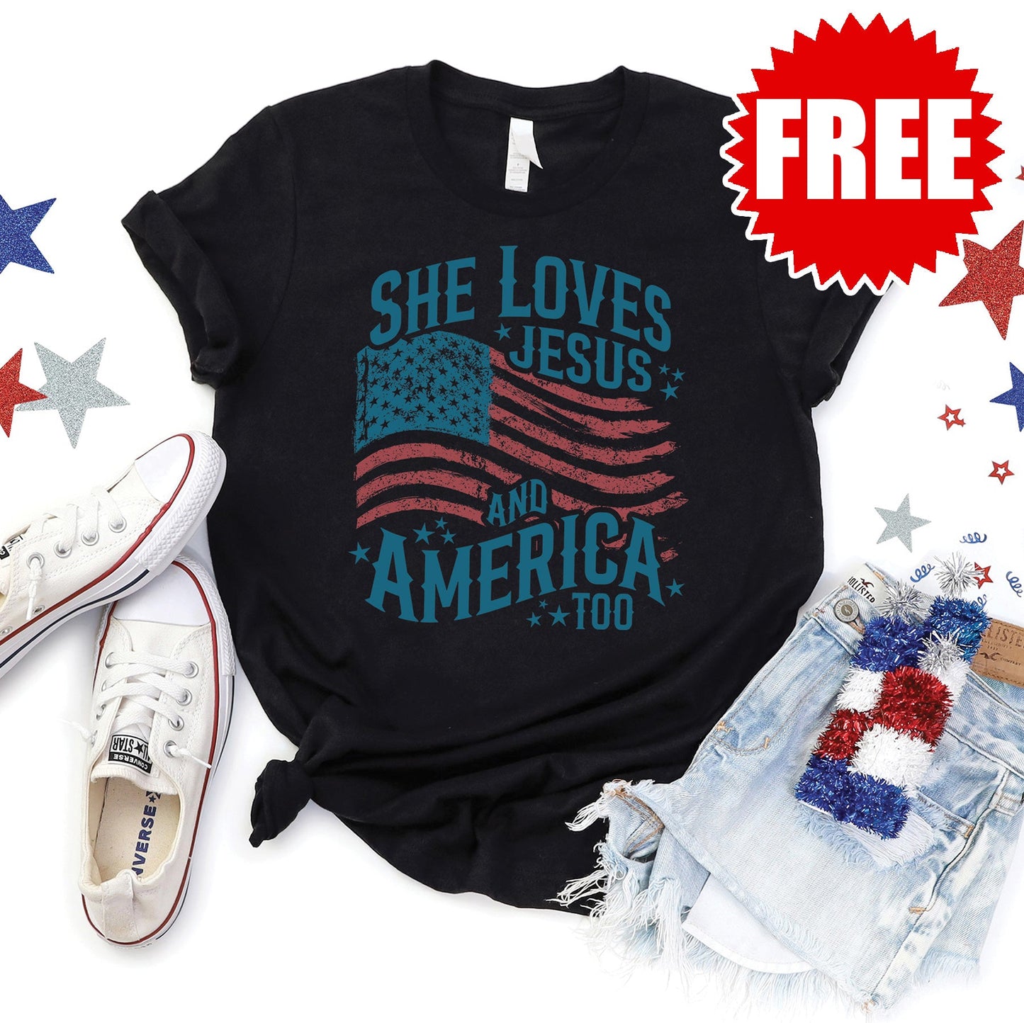 She Loves Jesus Tee - Black - 0