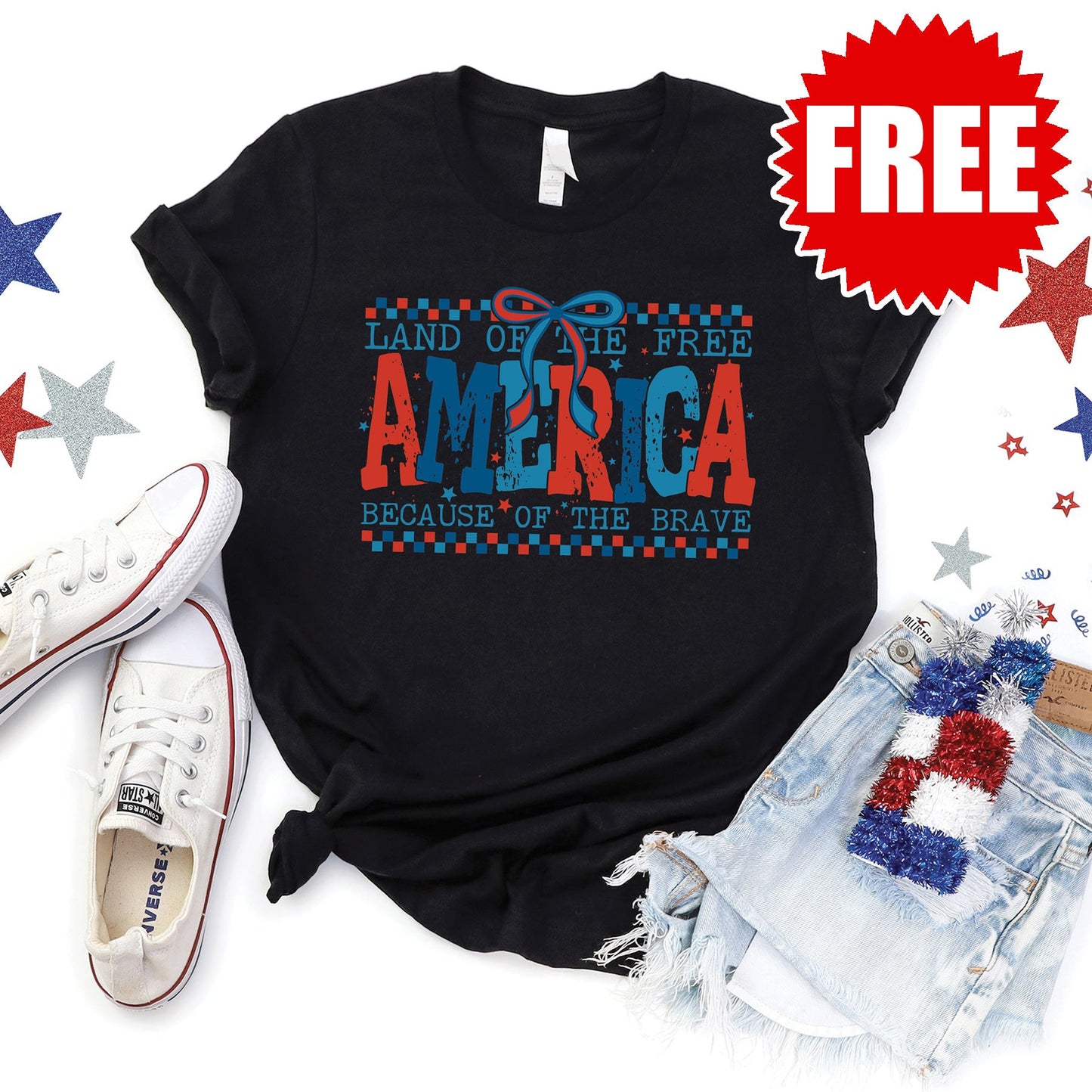Land Of The Free Tee - Black - FREE Style001
