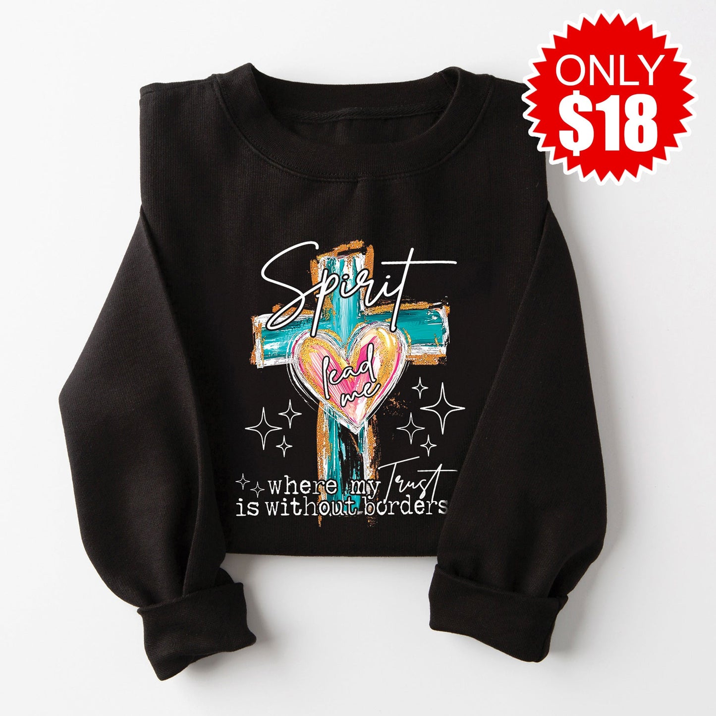 Spirit Lead Me Crewneck Sweatshirt - Black