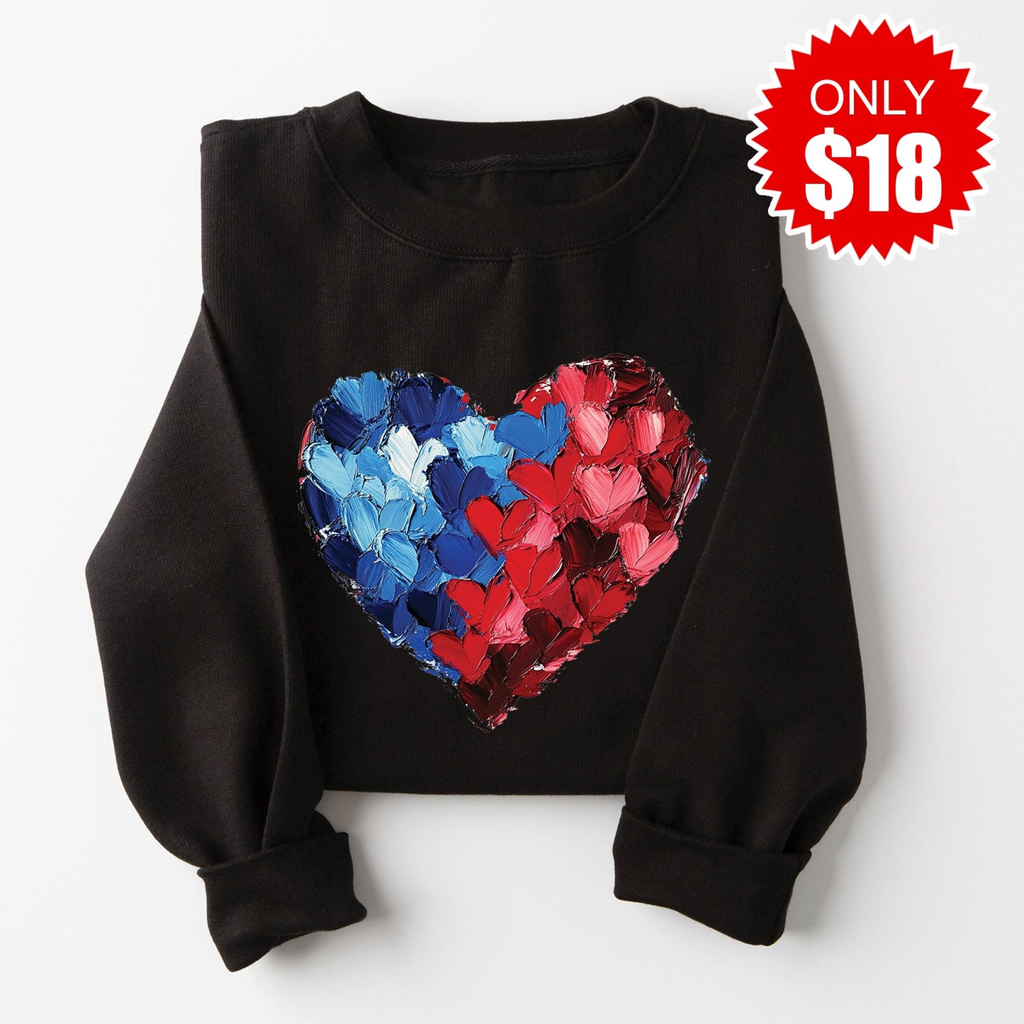 Brush Heart Sweatshirt - Black - 18
