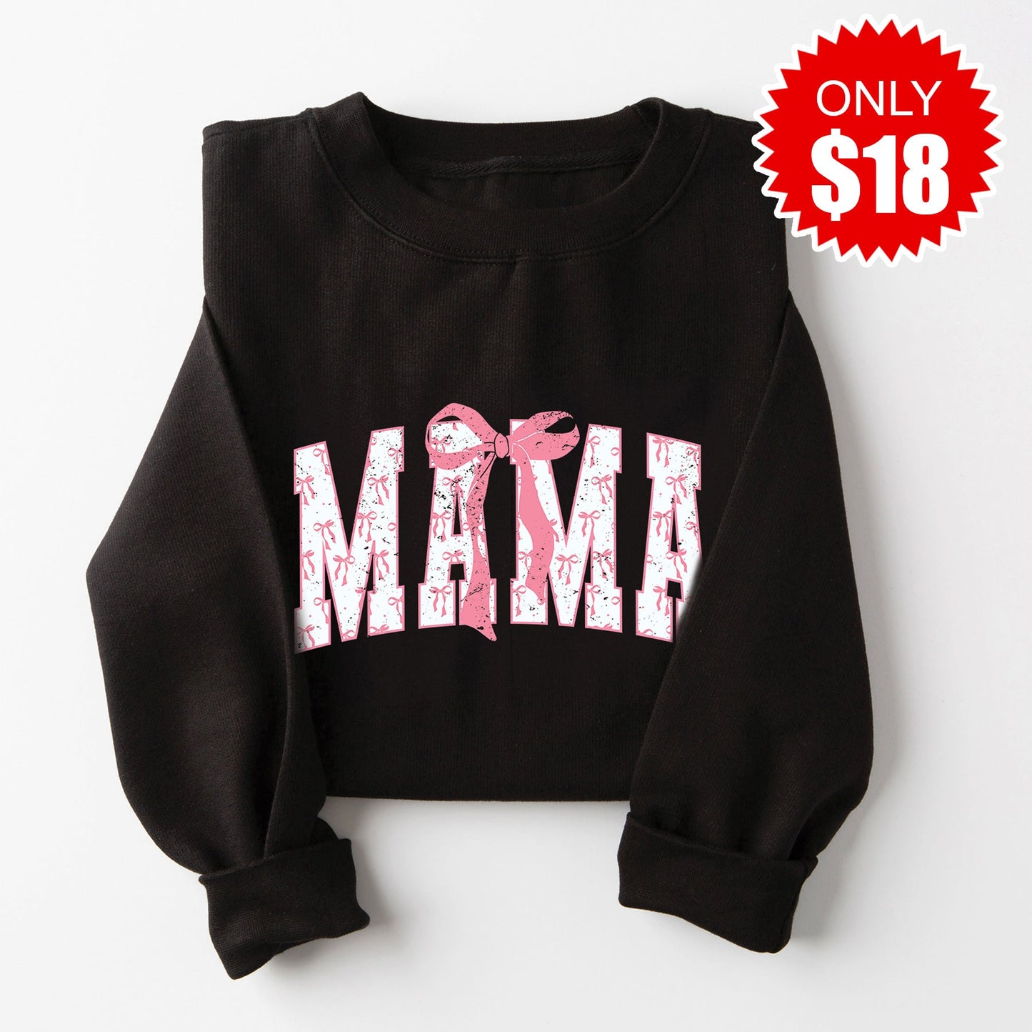 Mama Varsity Bow Sweatshirt - Black - 18