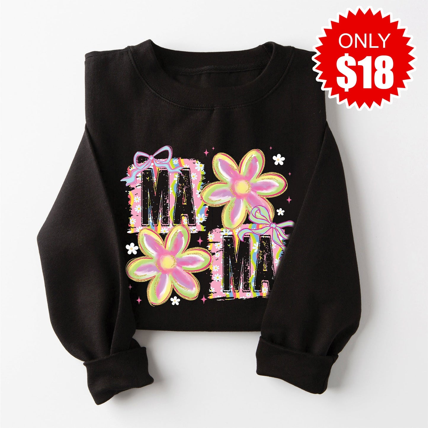 Mama Patch Floral Sweatshirt - Black - 18