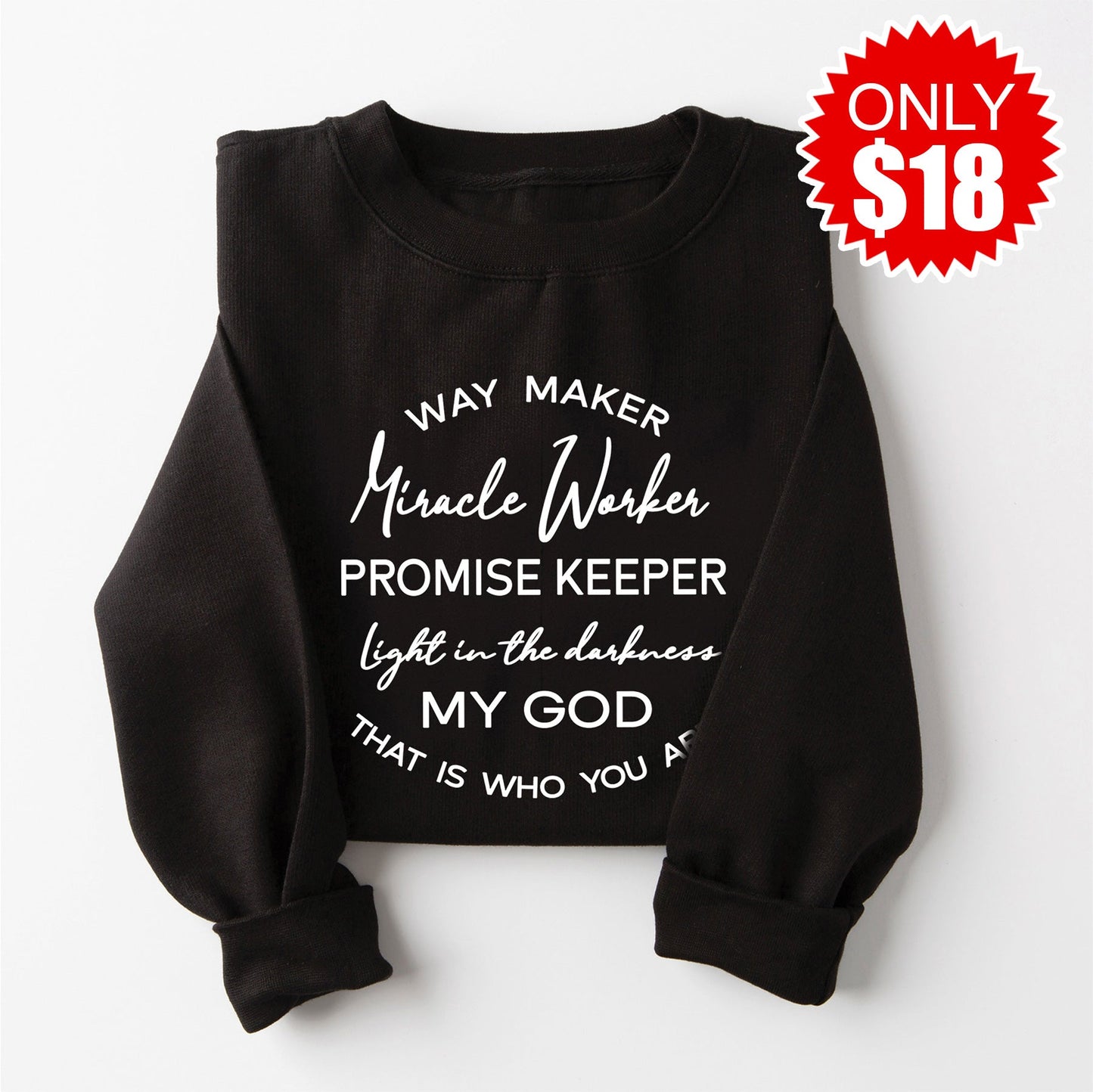 Way Maker Lyrics Crewneck Sweatshirt - Black