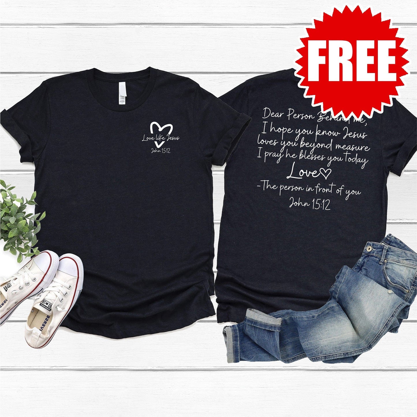 John 15:12 Tee - Black