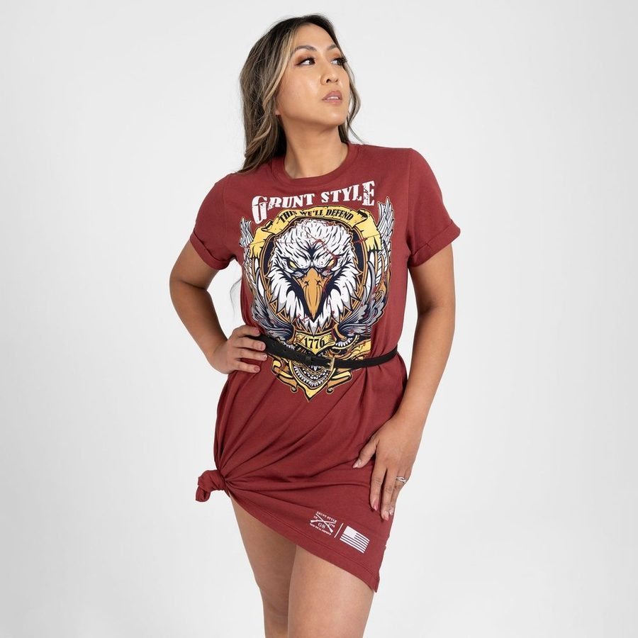 Women's Easy Rider Shirt Dress - Red Plum