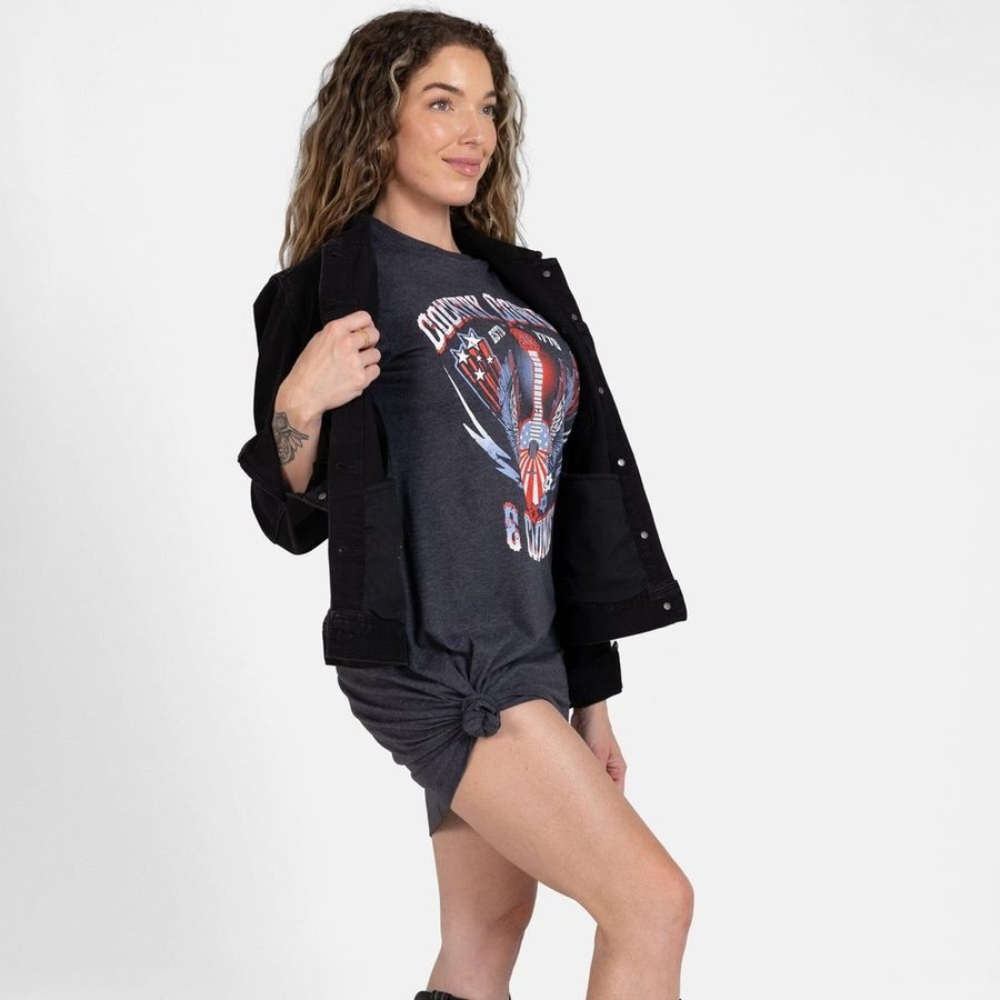 Women's Country, Cowboys & Cold Ones Shirt Dress - Charcoal