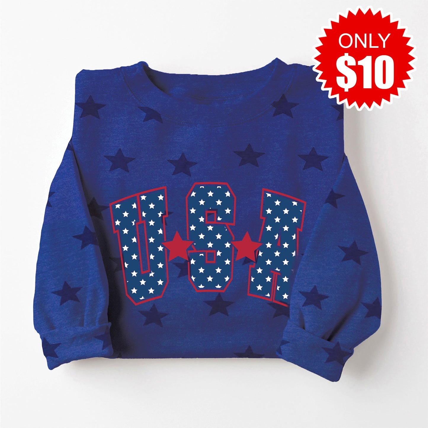 USA Varsity Stars Sweatshirt - Blue Star Print - $10