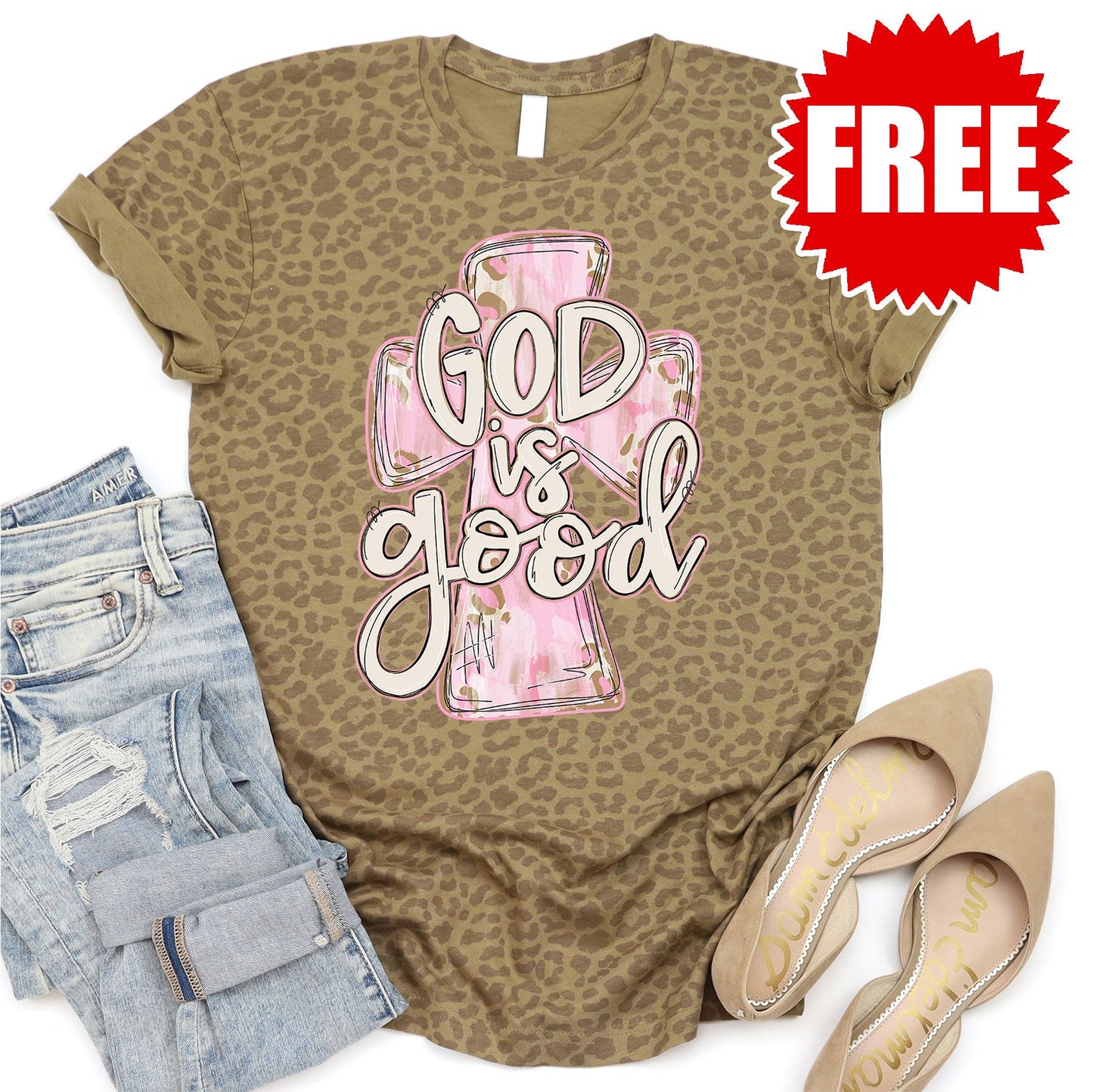 God is Good Tee - Brown Leopard - 0