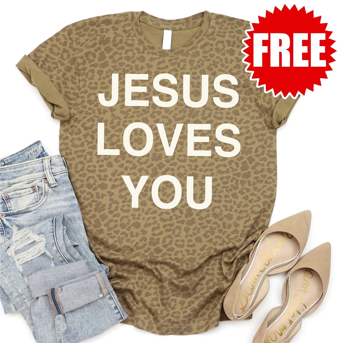 Jesus Loves You Tee - Brown Leopard - 0