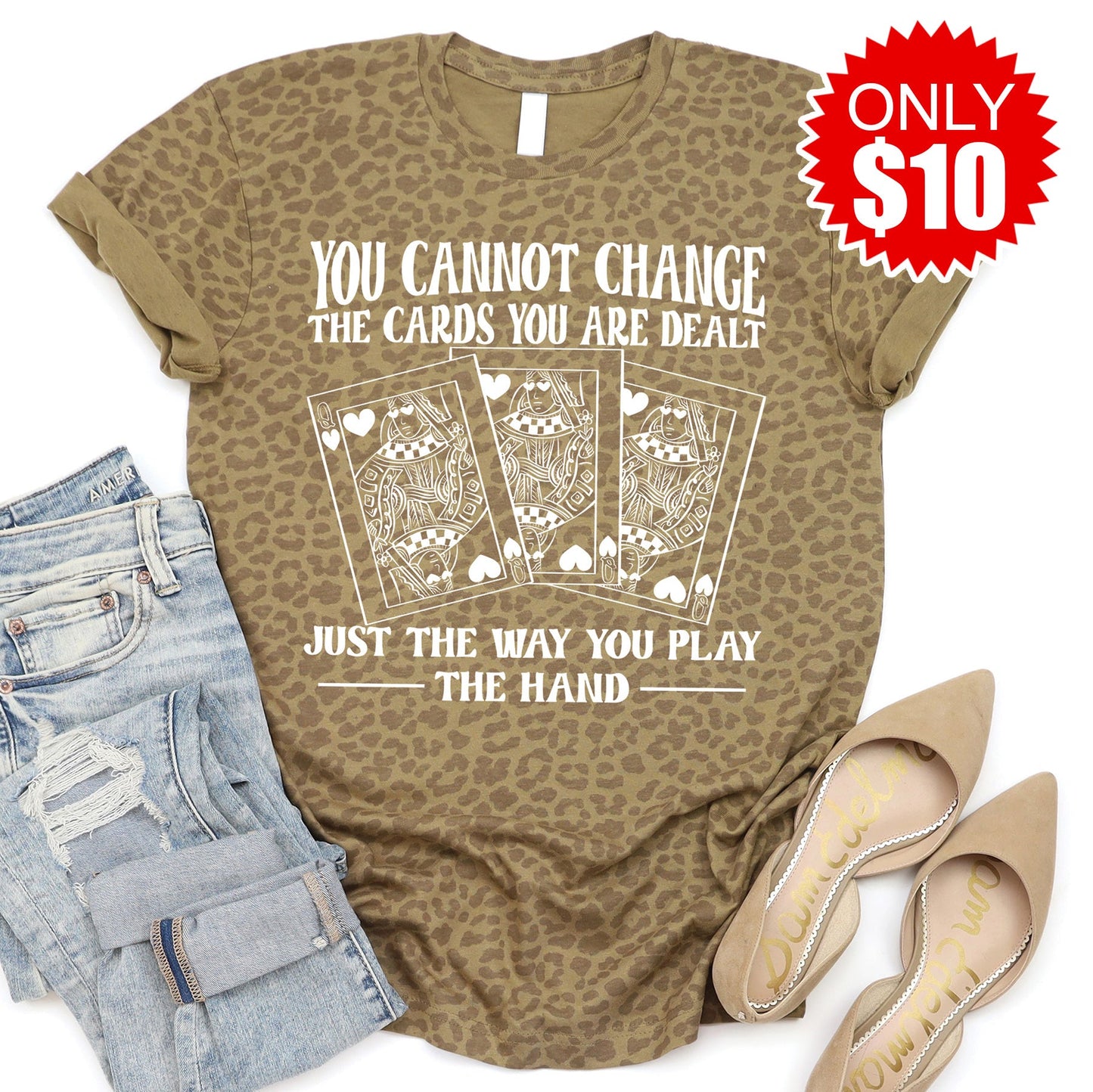 Play the Hand Tee - Brown Leopard