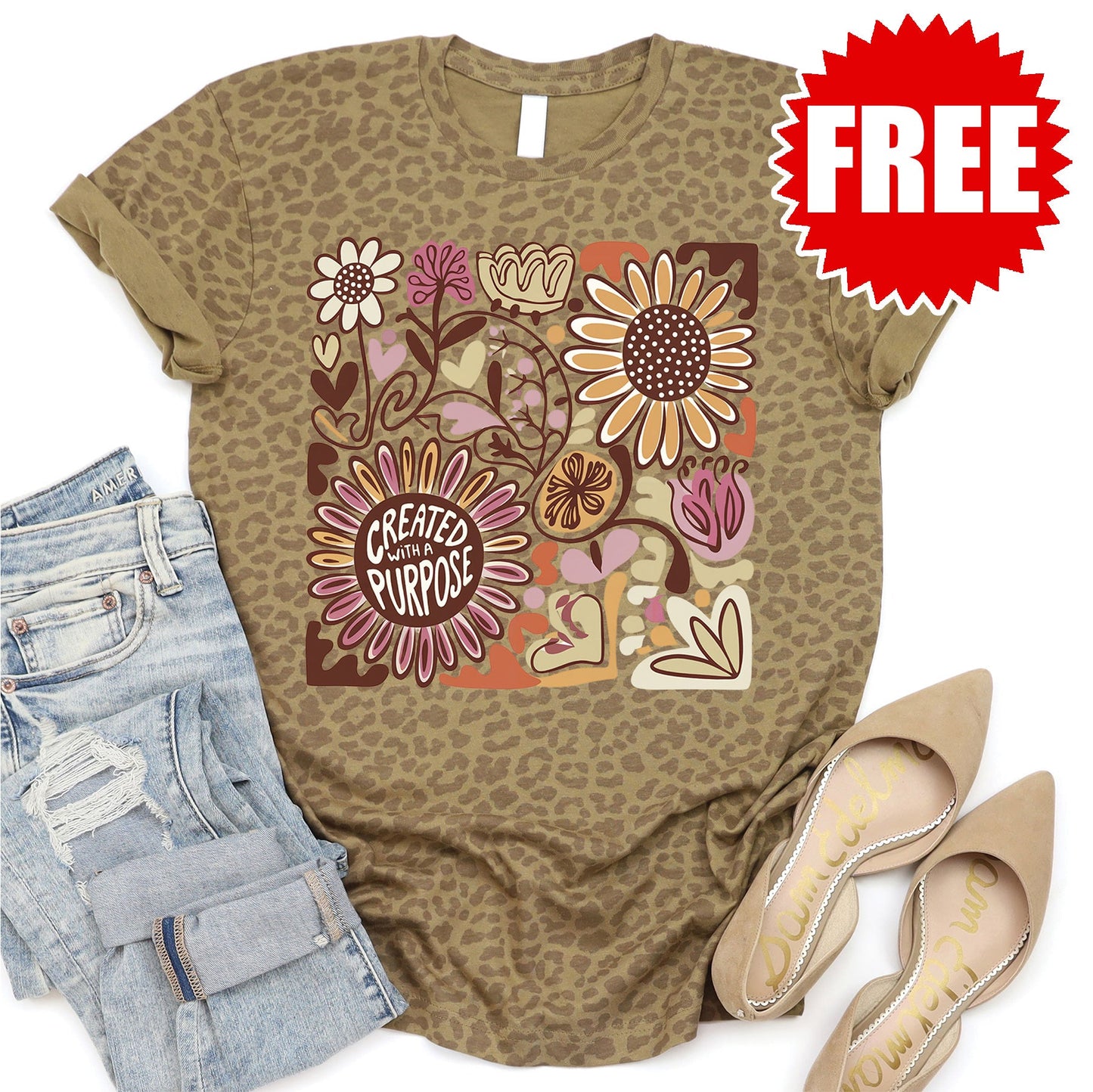 Created with a Purpose Tee - Brown Leopard - 0