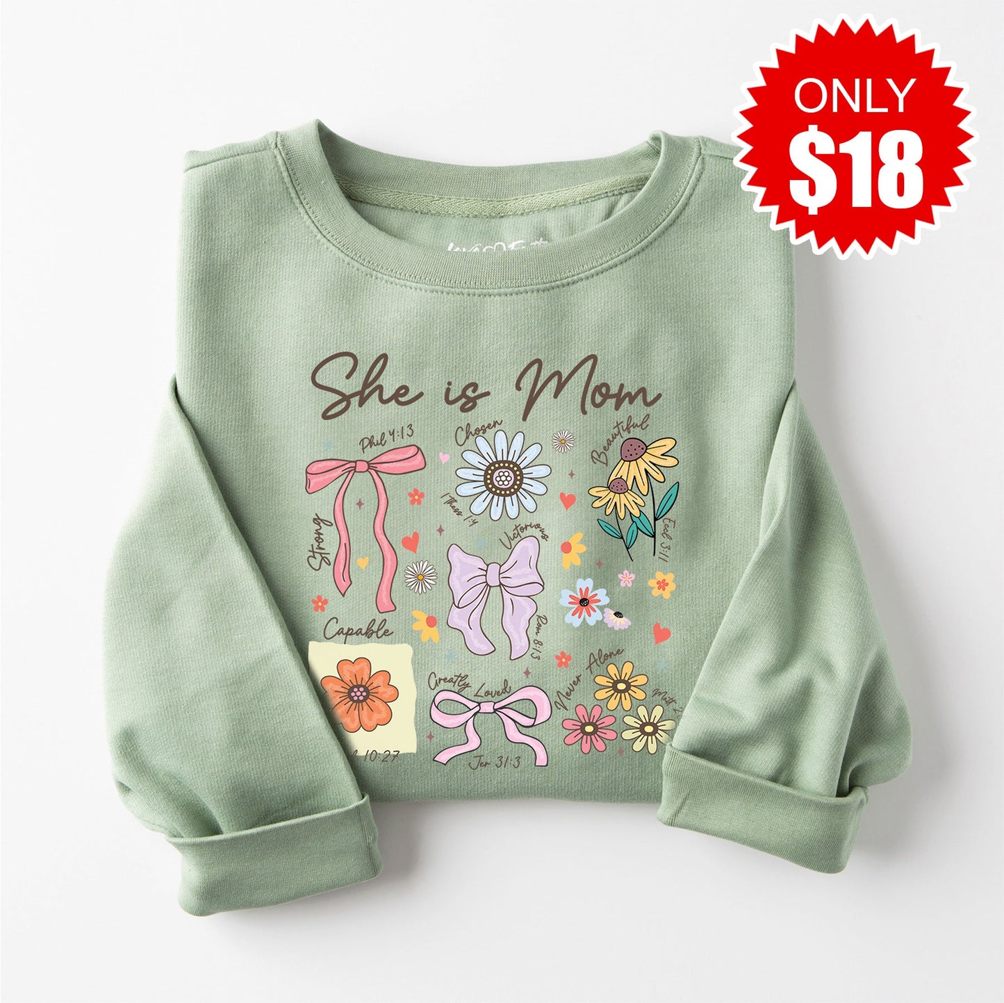 She is Mom Crewneck Sweatshirt - Heather Sage