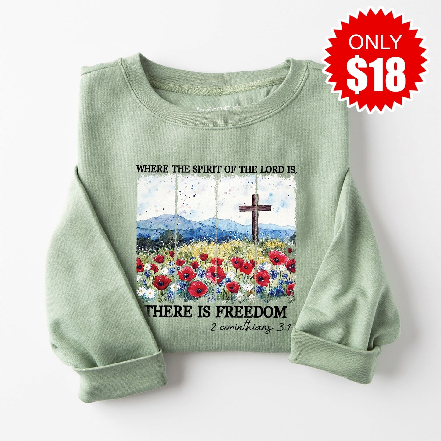 There Is Freedom Sweatshirt - Heather Sage - 18