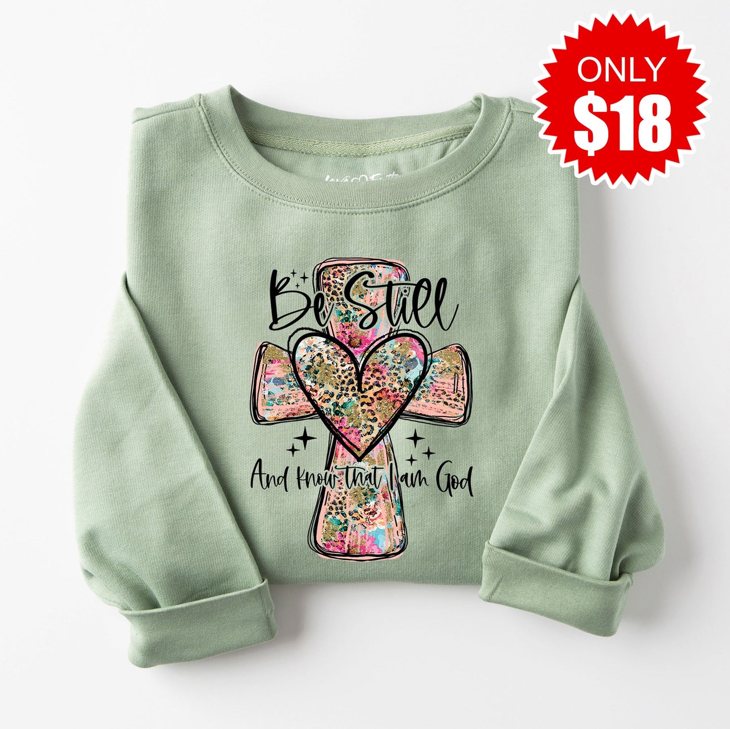 Be Still Sweatshirt - Heather Sage - 18