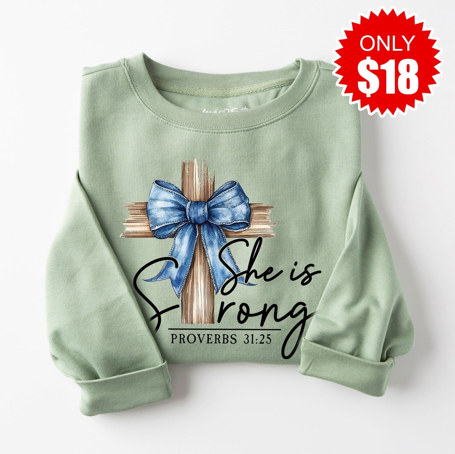 She is Strong Sweatshirt - Heather Sage - 18
