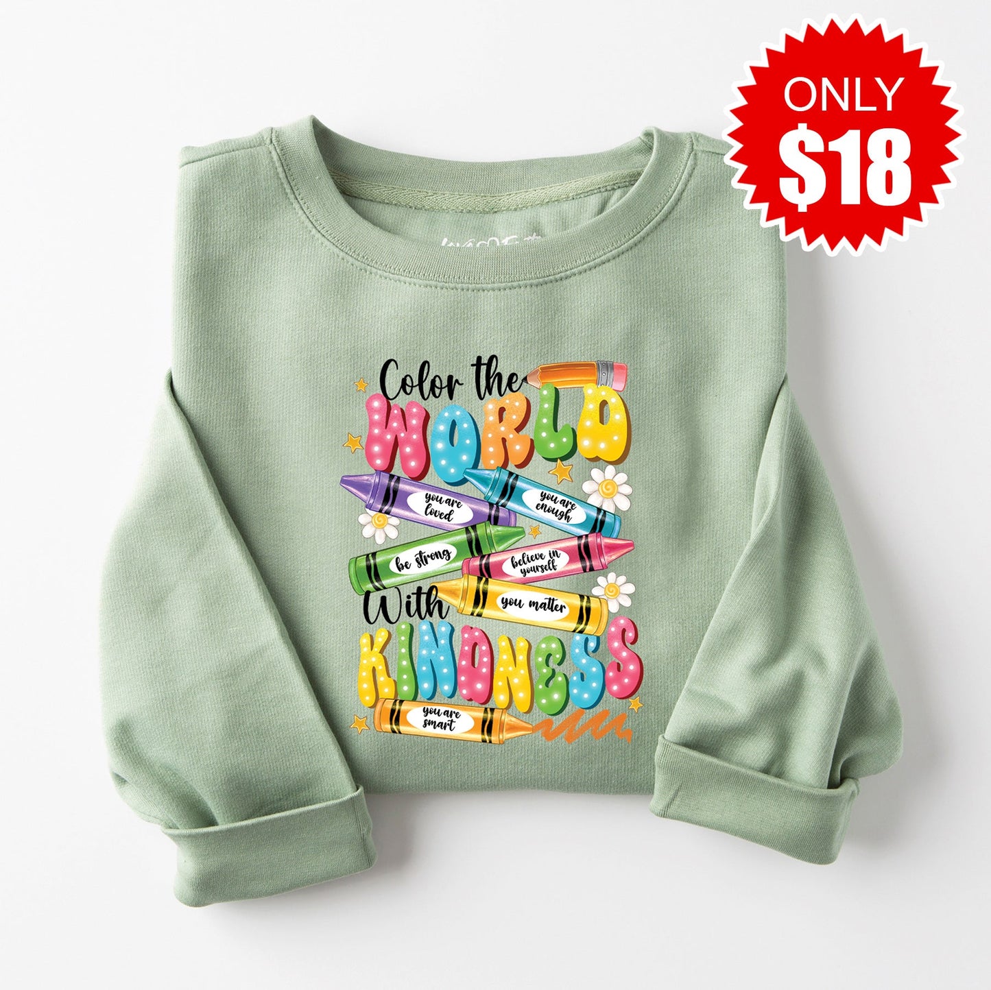 Color the World Sweatshirt - Heather Sage - 18