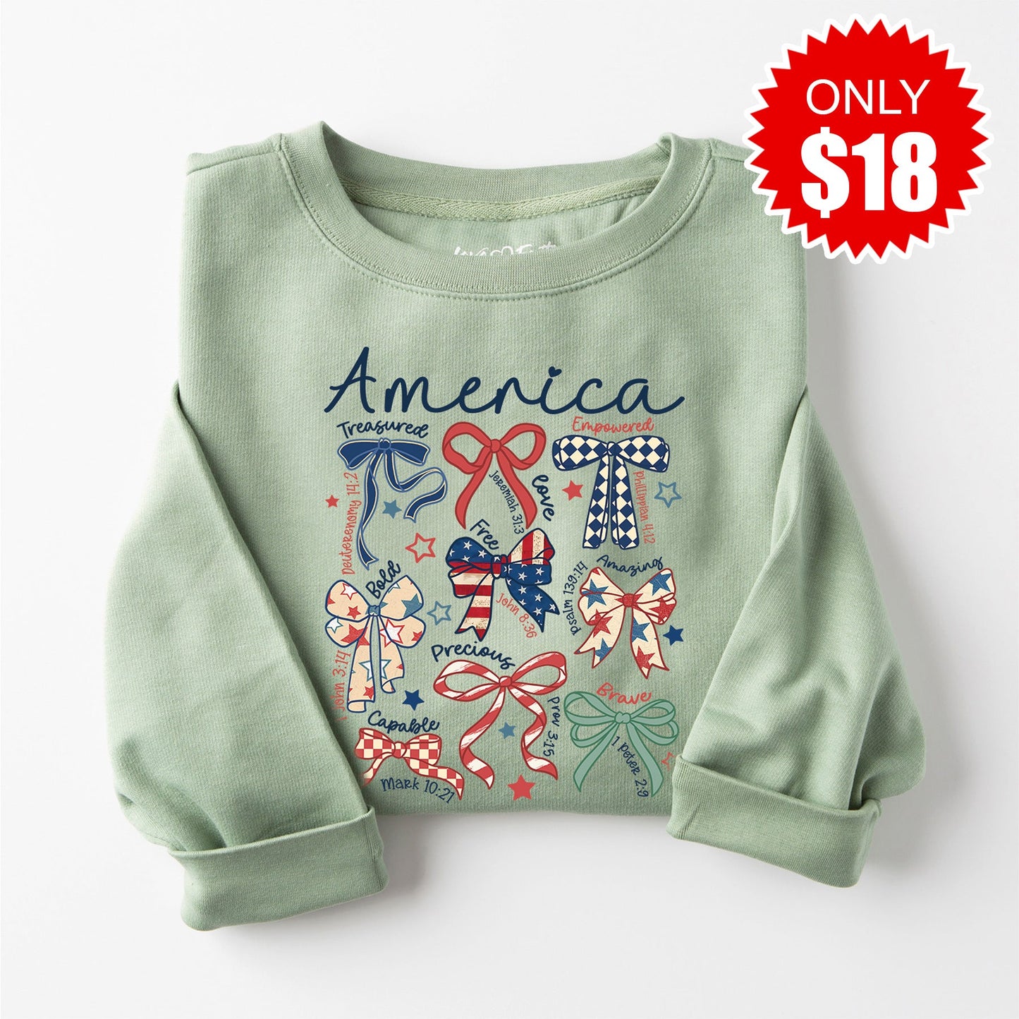 America Sweatshirt - Heather Sage - 18