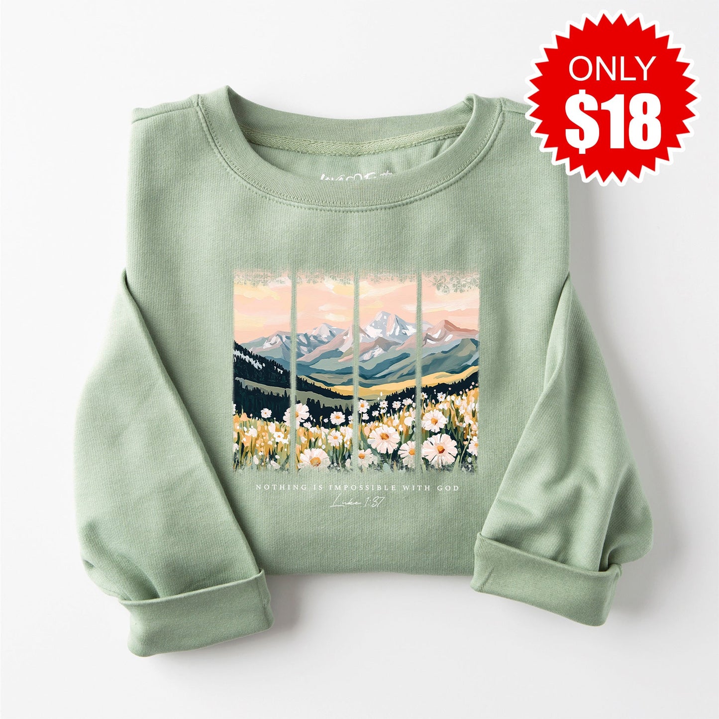Nothing is Impossible Sweatshirt - Heather Sage - 18