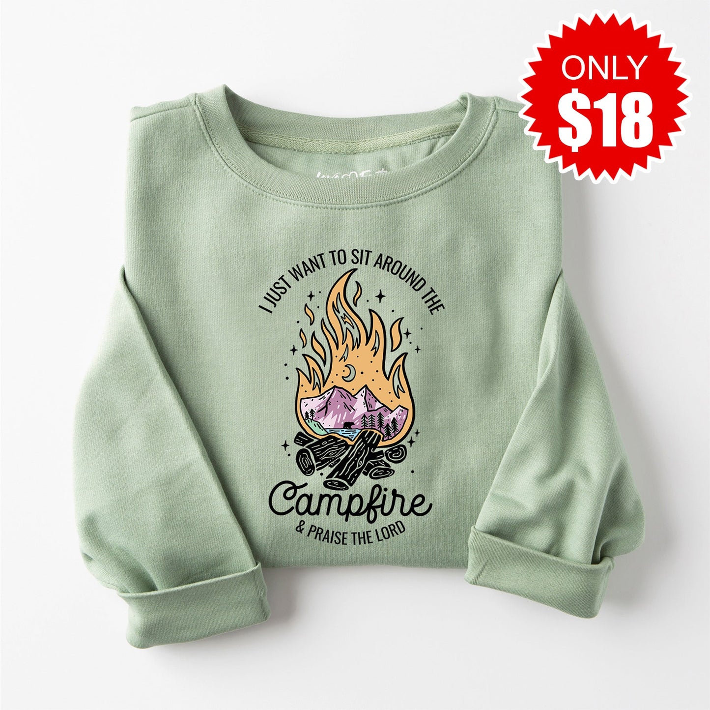 Campfire Sweatshirt - Heather Sage - 18