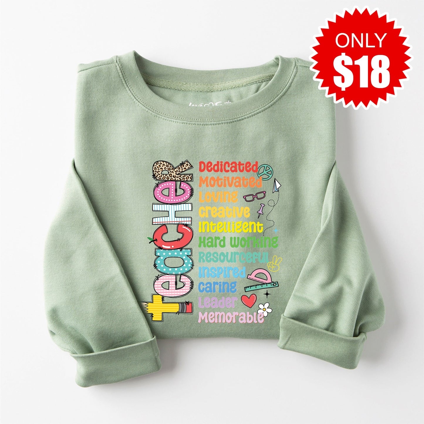 Teacher Sweatshirt - Heather Sage - 18