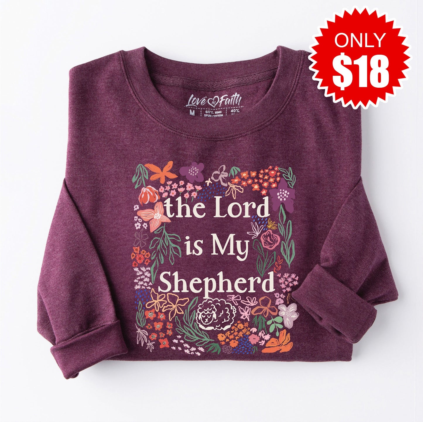 The Lord Is My Shepherd Sweatshirt - Heather Sugar Plum - 18
