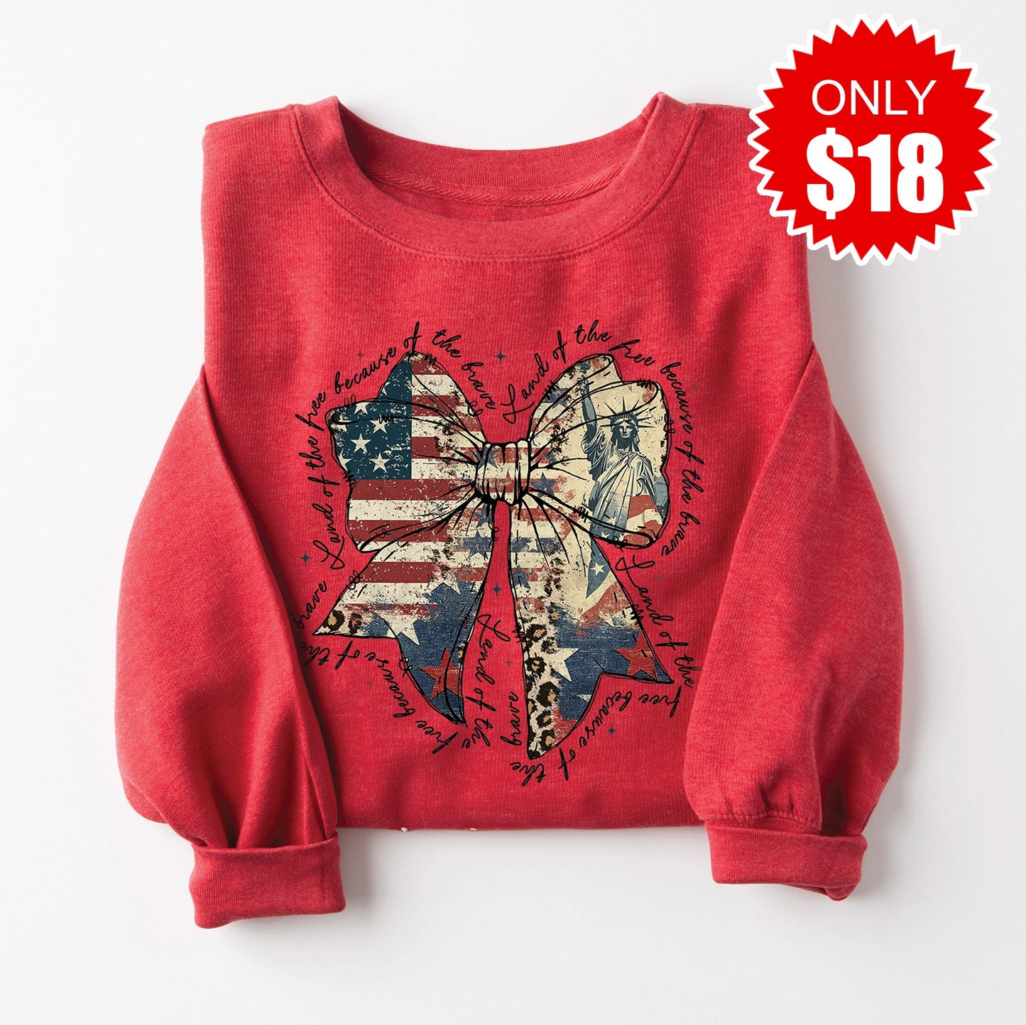 American Bow Sweatshirt - Heather Scarlet - 18