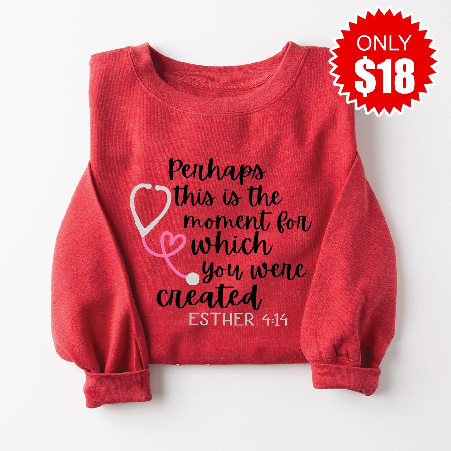 You Were Created Sweatshirt - Heather Scarlet - 18