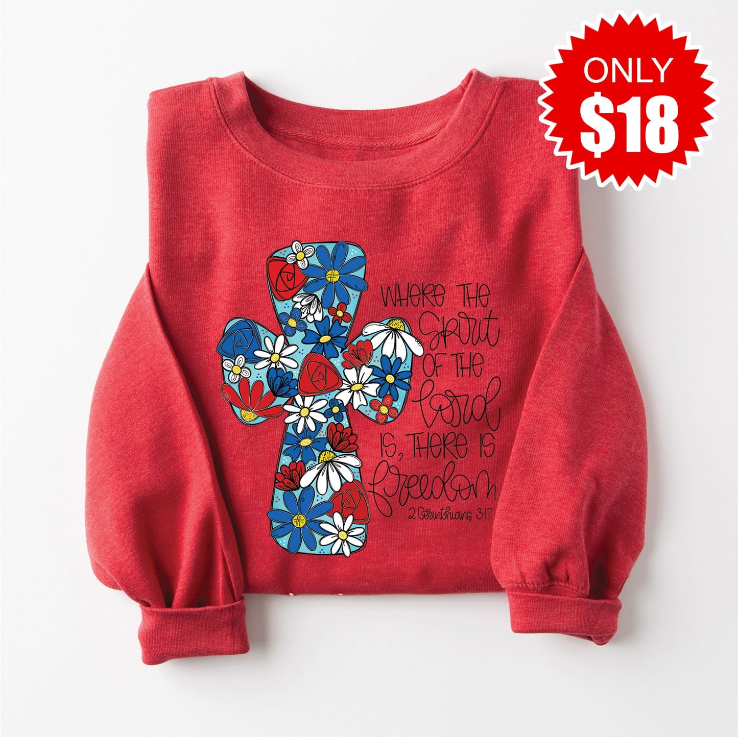 There Is Freedom Sweatshirt - Heather Scarlet - 18