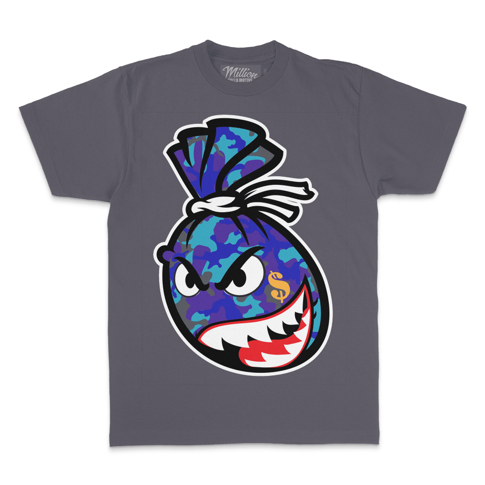 Camo Money Bag Aqua - Dark Grey T-Shirt