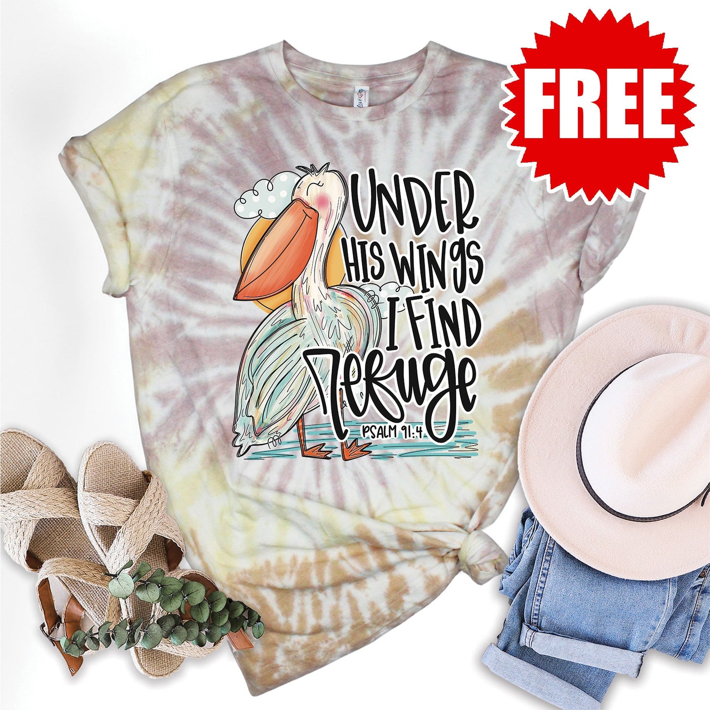 Under His Wings Tee - Tie Dye Canyon - 0