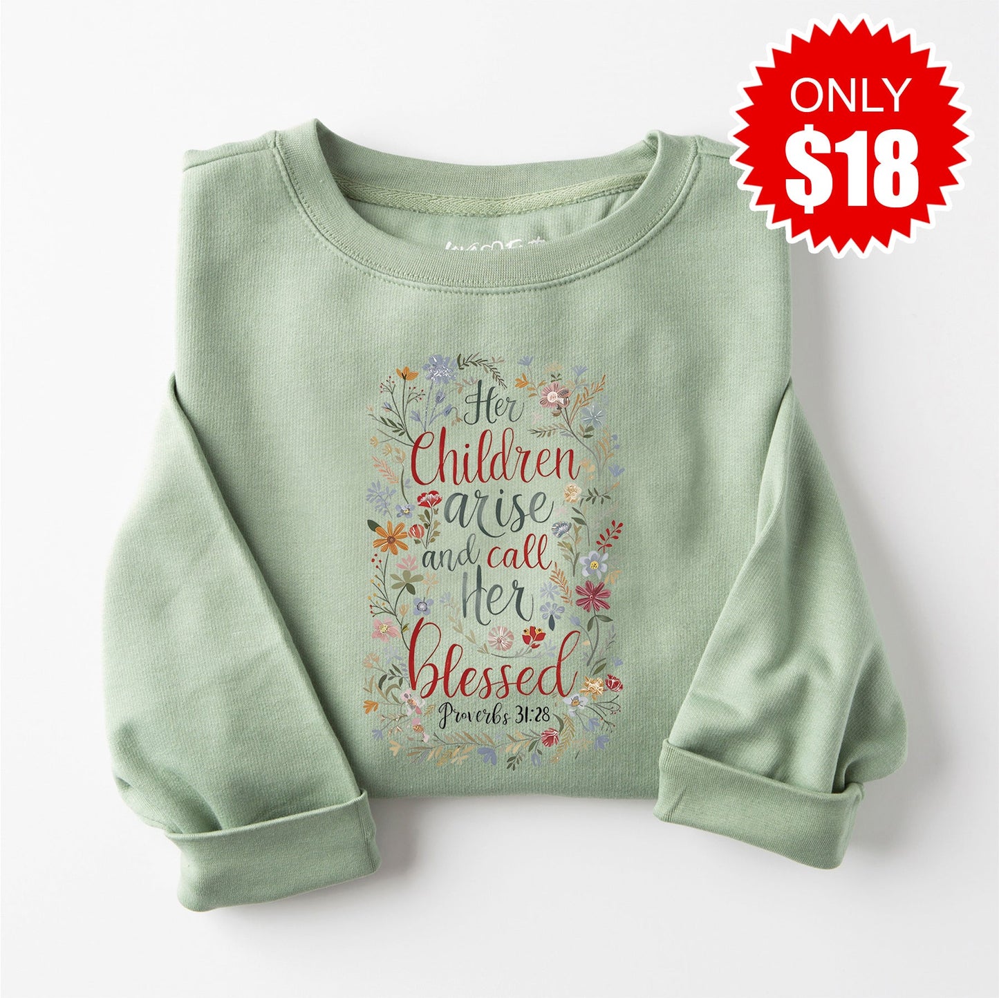 Her Children Arise Crewneck Sweatshirt - Heather Sage