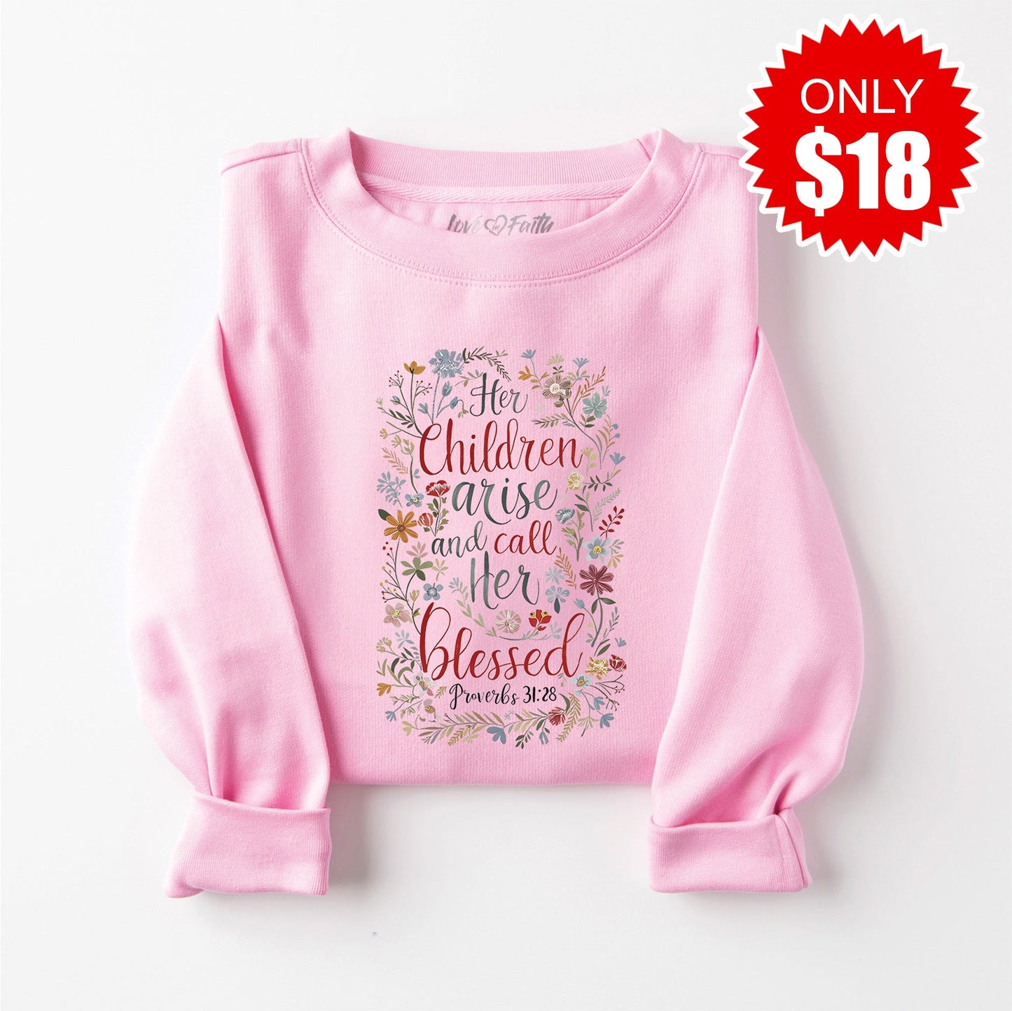 Her Children Arise Crewneck Sweatshirt - Heather Bubble Gum