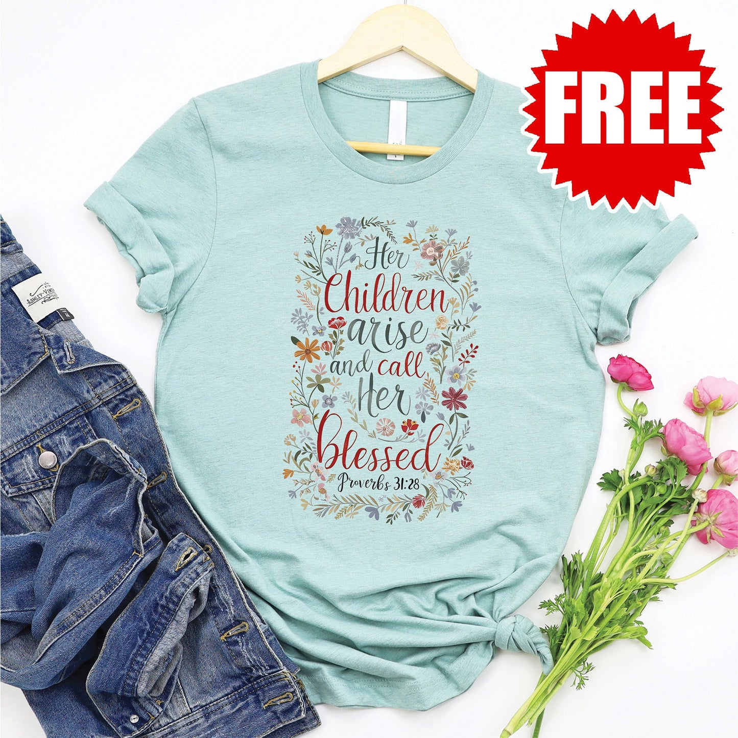Her Children Arise Tee - Heather Dusty Blue