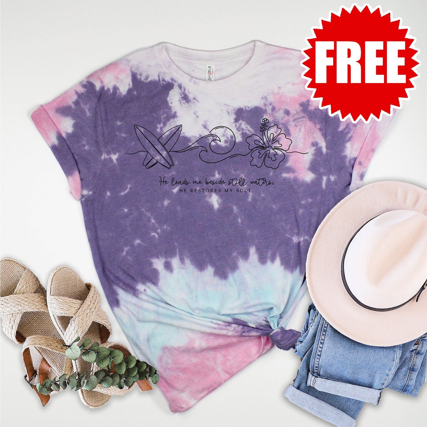 Still Waters Tee - Cotton Candy Tie Dye - 0