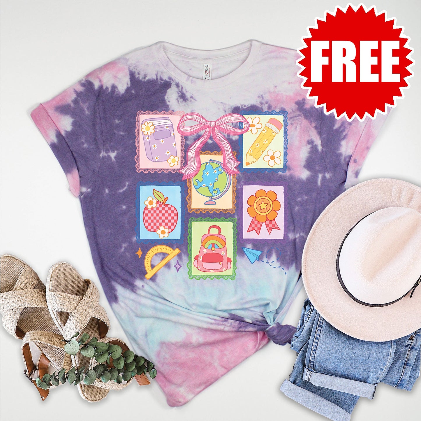 School Stuff Tee - Cotton Candy Tie Dye - 0