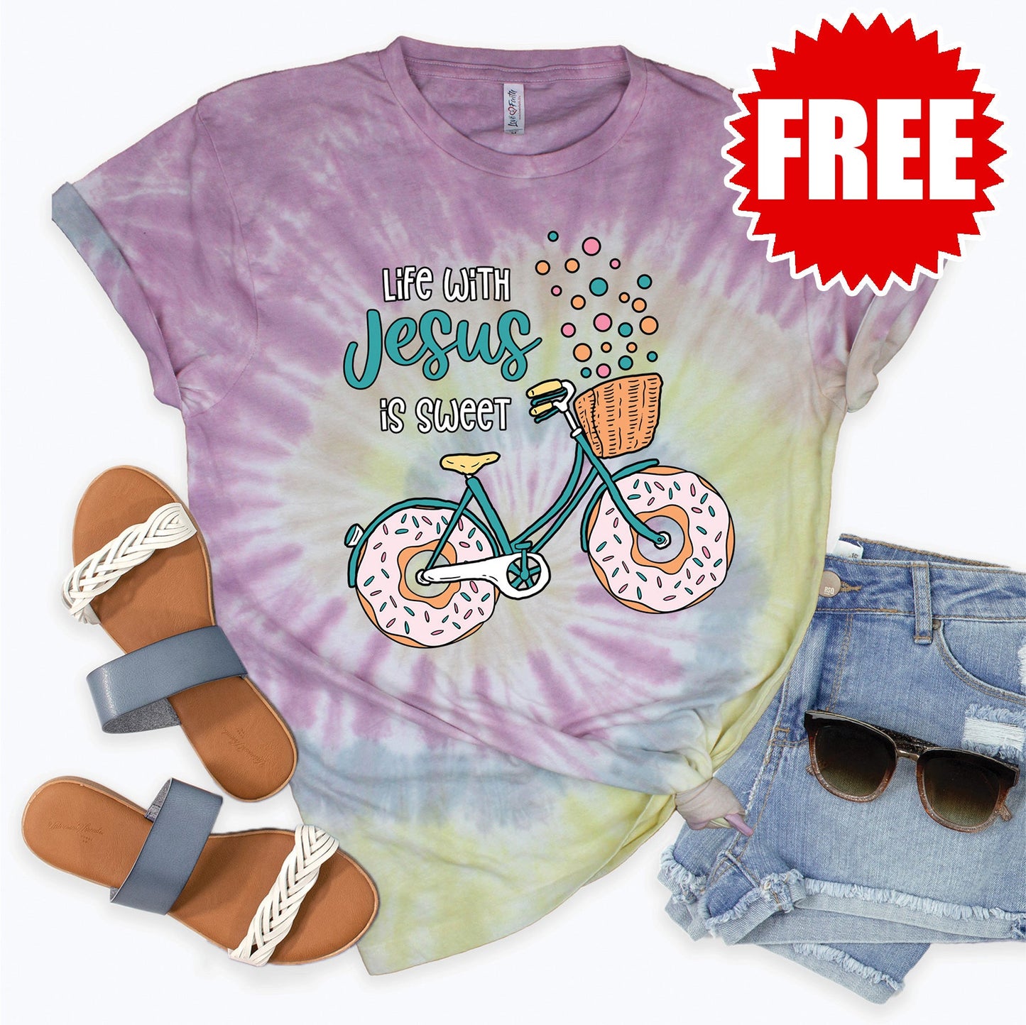 Life With Jesus Tee - Desert Rose Tie Dye - 0