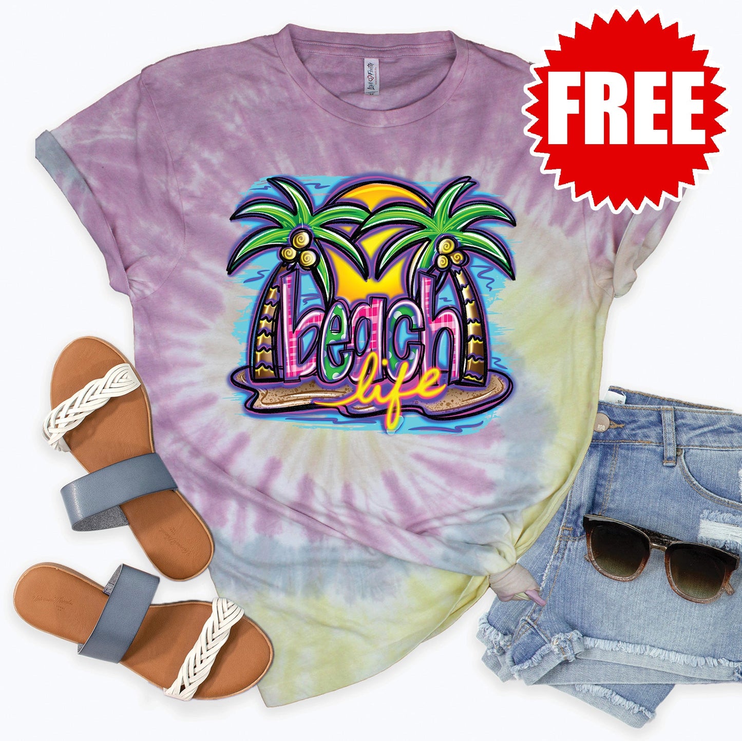 Beach Life Tee - Desert Rose Tie Dye - 0
